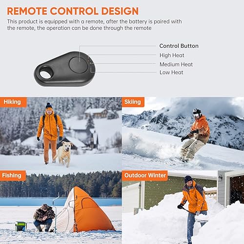 Miniatura 2 de VELAZZIO Calcetines térmicos para hombres y mujeres, control remoto de 4000 mAh 3.7 V recargables con 3 ajustes de calor para deportes de invierno