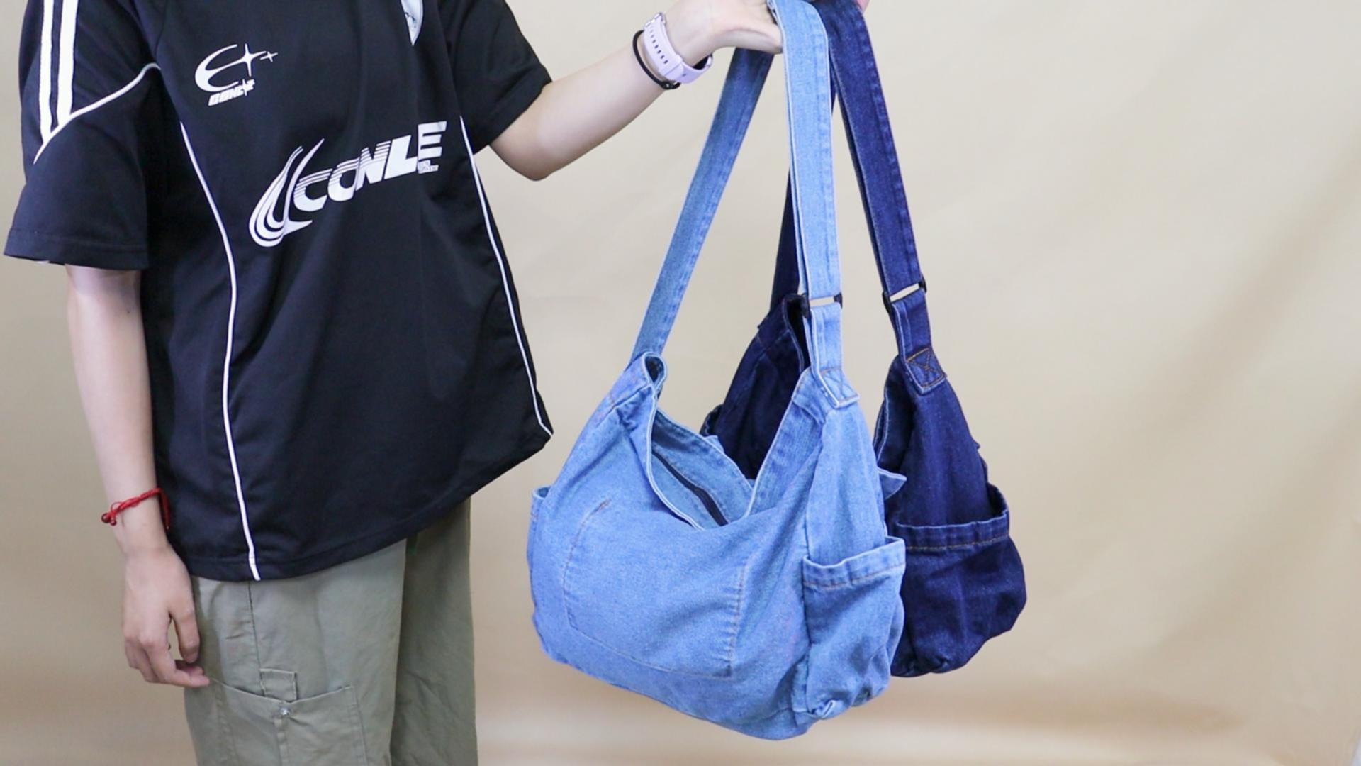 Bolso de hombro de mezclilla para mujer con gran capacidad miniatura 7