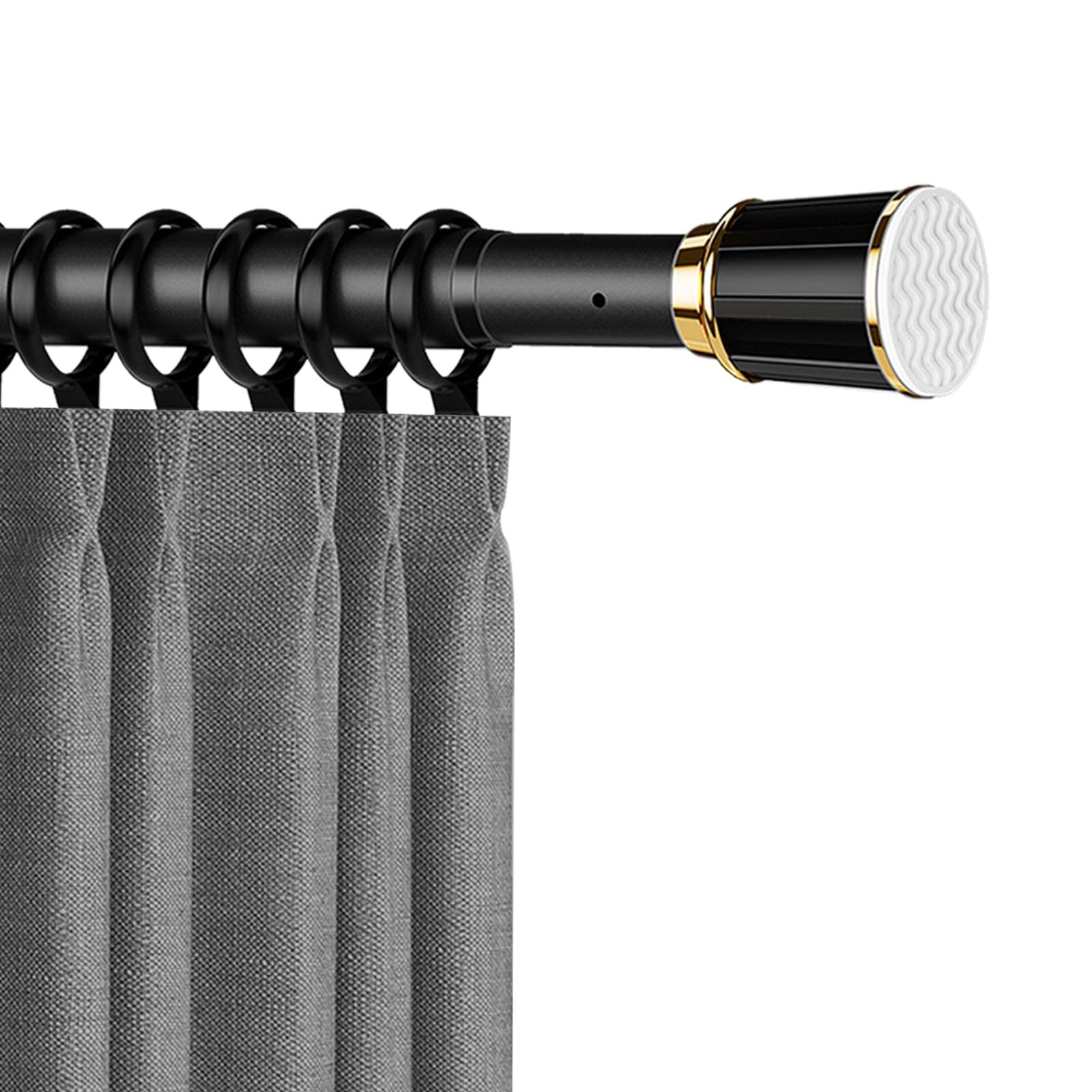 Teleskopstange ohne Bohren, Ausziehbare Gardinenstange (260-350cm, Schwarz) für Badezimmer, Küche und Schrank mit Klemms
