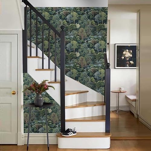 Miniatura 6 de Papel tapiz autoadhesivo autoadhesivo de 18 x 236 pulgadas, árboles y ríos, papel de contacto extraíble, fácil de despegar para cocina, dormitorio,