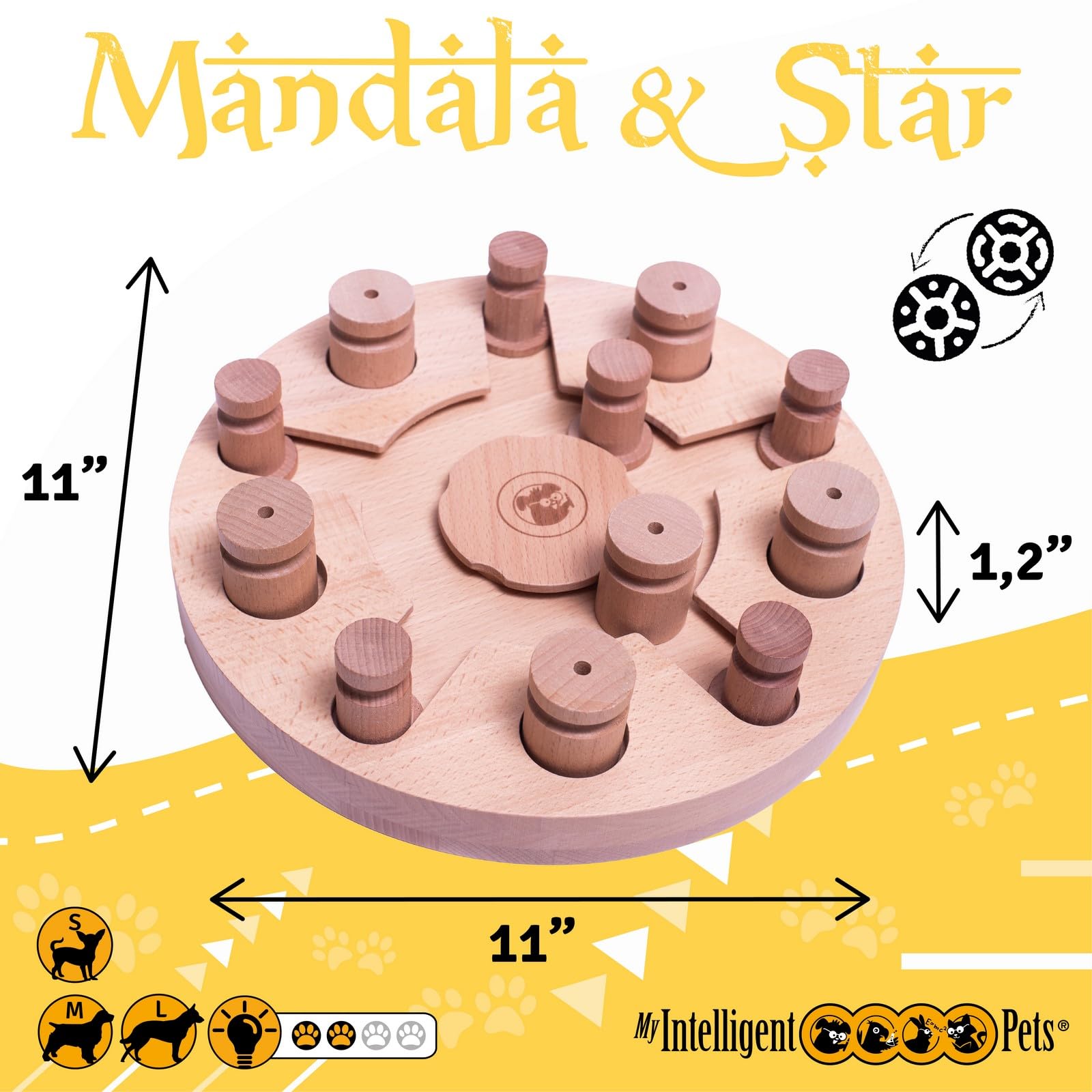 My Intelligent Pets Mandala & Star Giocattolo intelligente per cani Distributore di Dolcetti Interattivo Giocattolo per Cuccioli, giochi di Attivazione Mentale per Cani Puzzle Interattivo