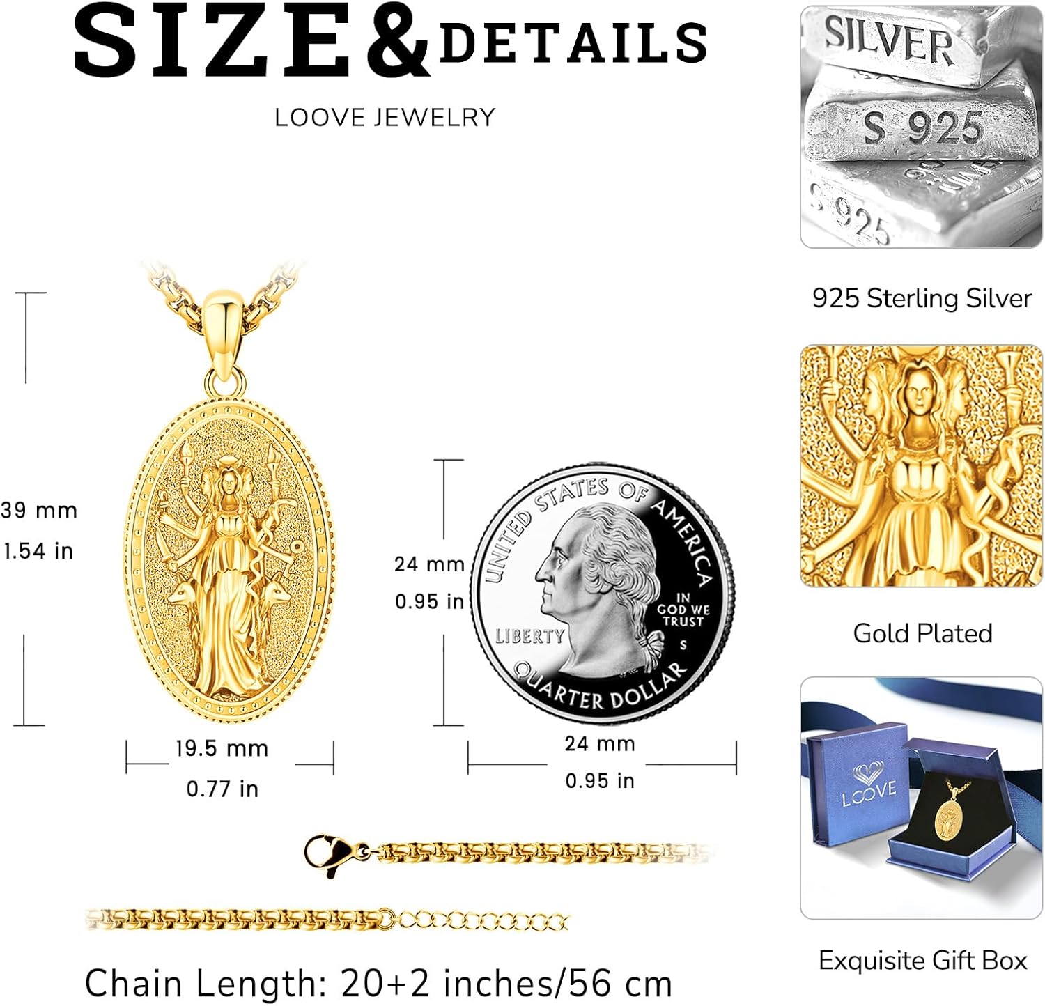 Pentagram Necklace Sterling Silver Triple Moon Goddess/Celtic Knot Witches Knot/Ankh/Sun and Moon/Hecate/Lilith/Santa Muerte/Tetragrammaton Pendant Necklace Pagan Wiccan Magic Egyptian Amulet Jewelry for Women Men - Image 3