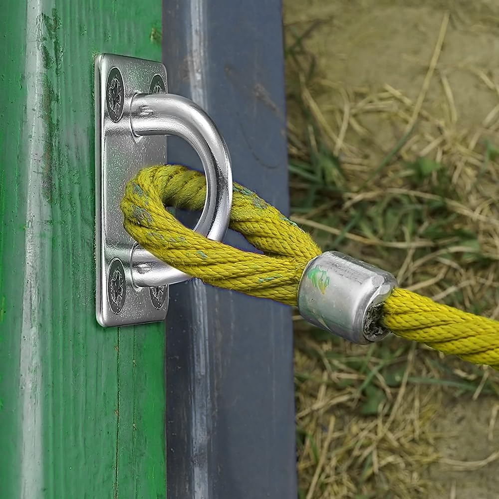 Piastre per Occhielli in Acciaio Inox, 2 Pcs M8 Piastra con Occhiello Gancio da Muro, per Ponti della Nave (Quadrato)