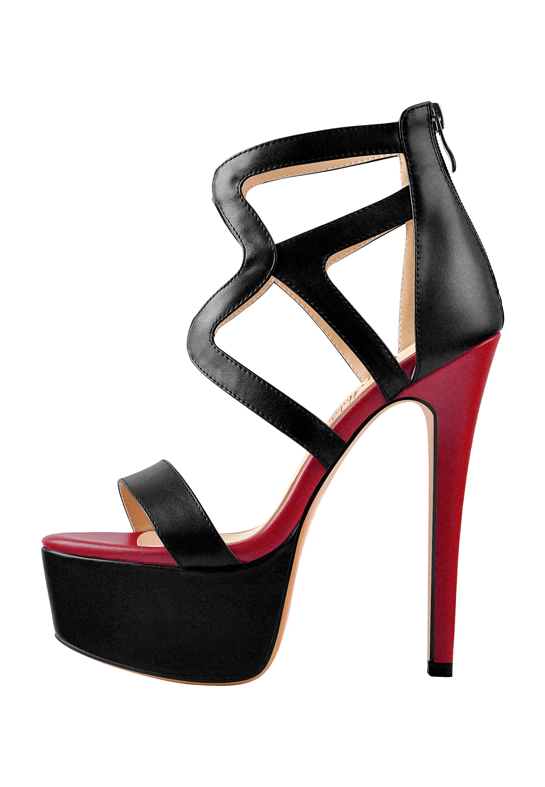 Only maker Sandalias de mujer con plataforma, brillantes metalizadas, con tiras, color dorado