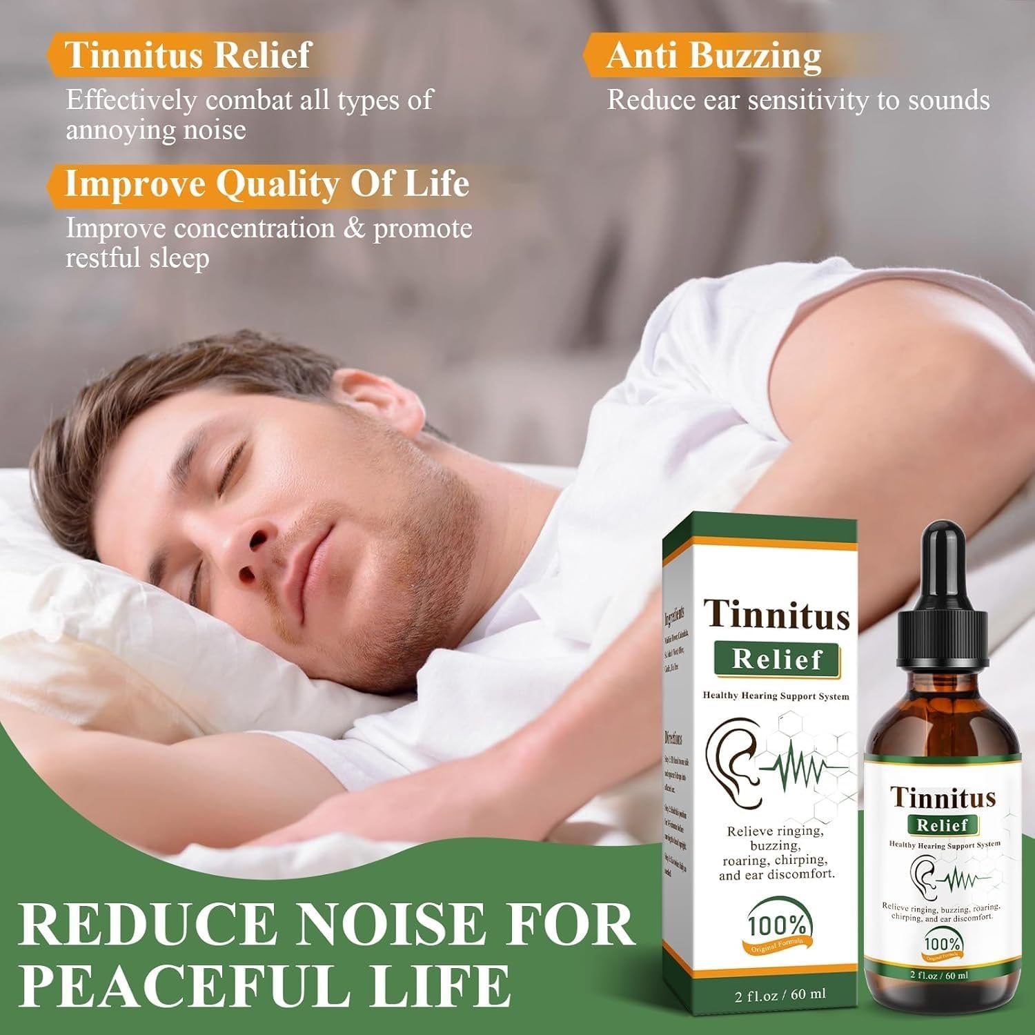 Buy Tinnitus Relief Drops – 100% Herbal Formula for Ringing, Buzzing & Ear Discomfort – Natural Ear Oil for Hearing Support – Improves Clarity & Reduces Roaring – 60ml (2 fl oz)