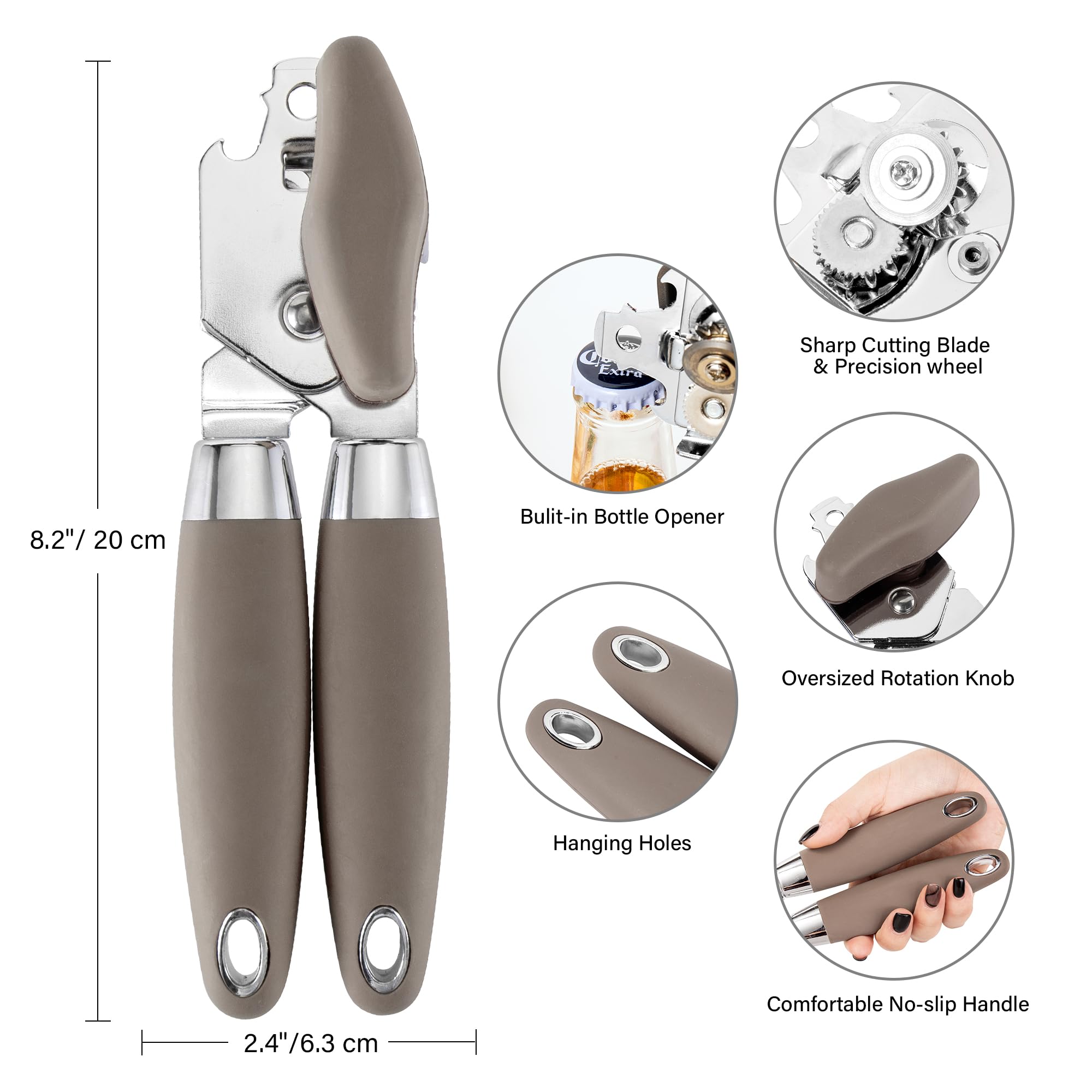 Apriscatole manuale in acciaio inox, multiuso portatile resistente, ruota di taglio super affilata