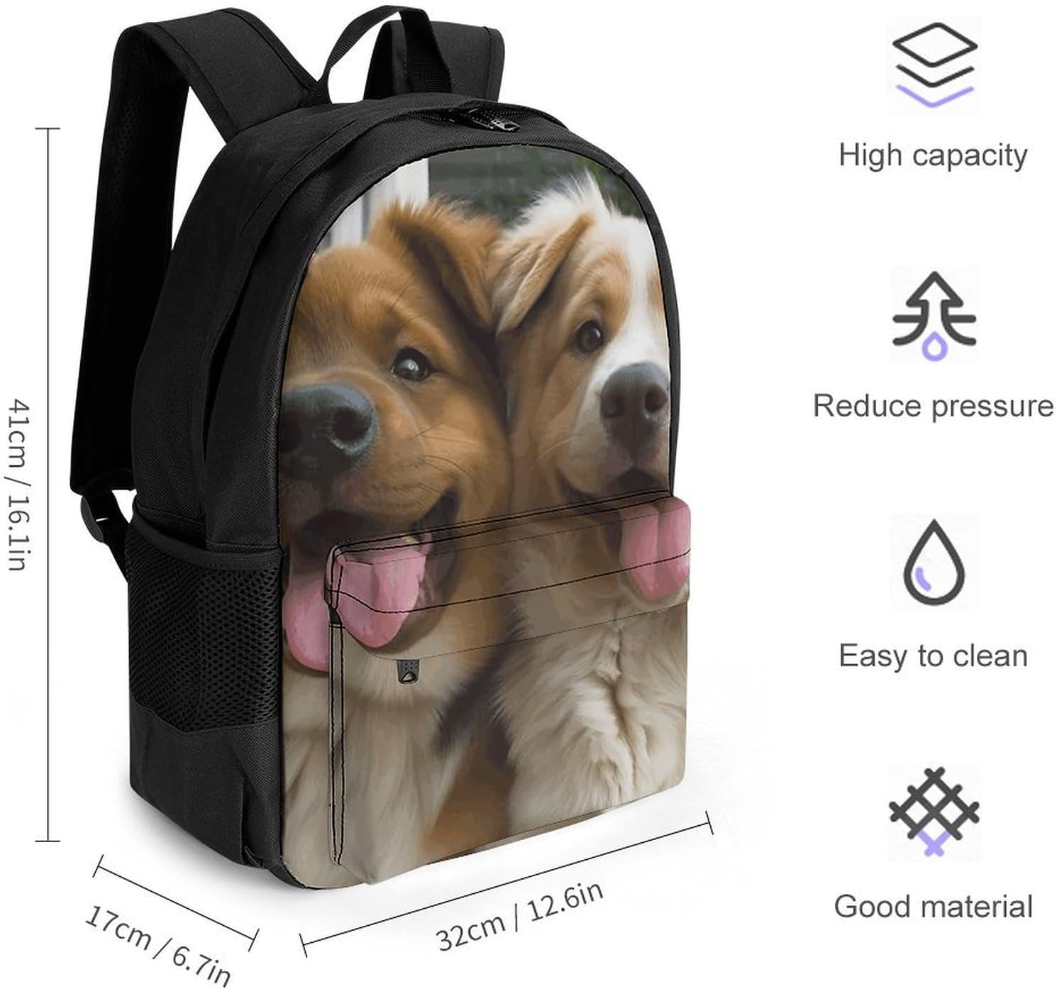 Portable Dogs Backpack with Front & Side Pockets image 2