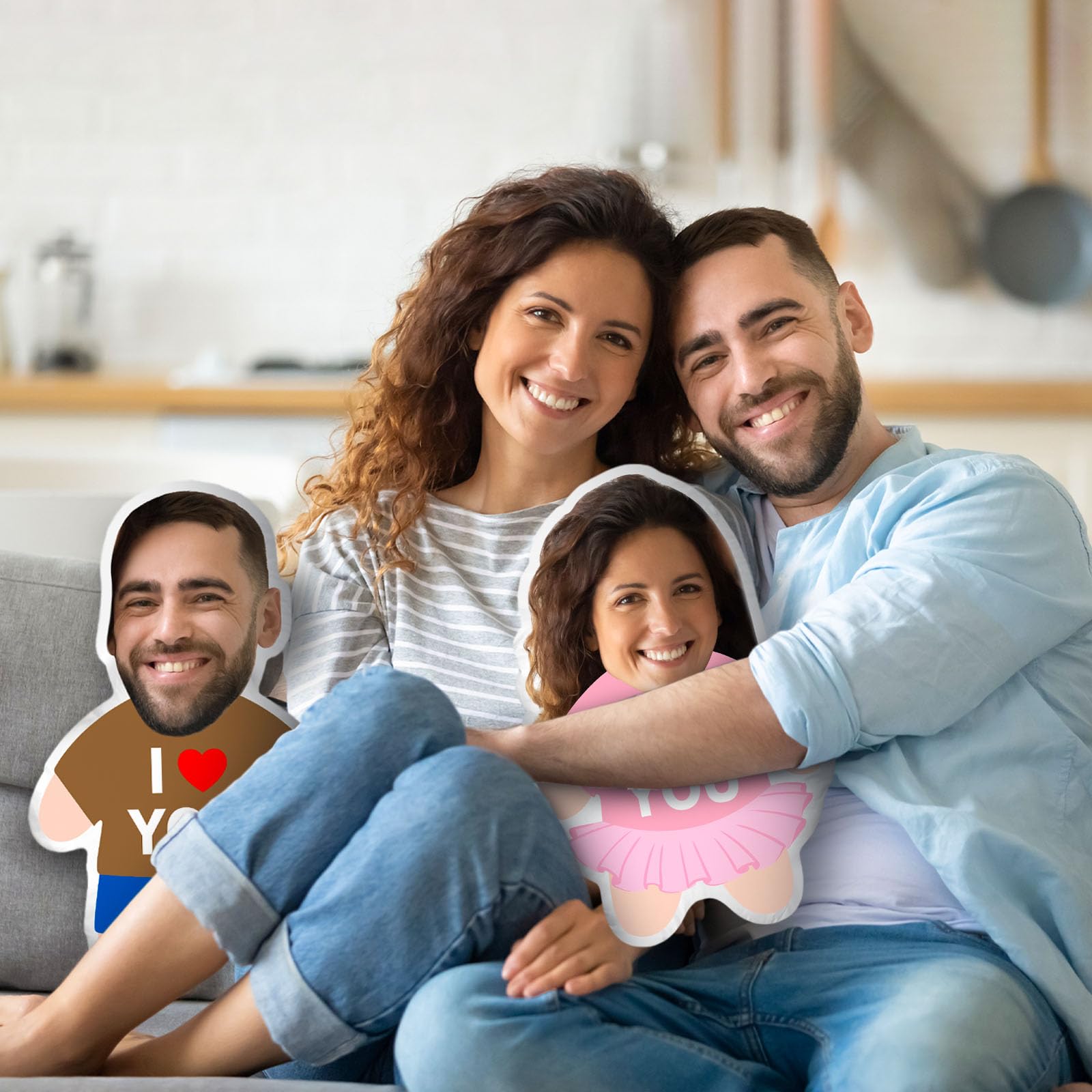 LucBuy Almohada Facial Personalizada, Almohadas de Muñecos de Peluche con Foto Personalizada, Almohada FEA Decorativa para Sofá con Impresión 3D de Doble Cara, Aniversarios Cumpleaños Regalos (S 23)