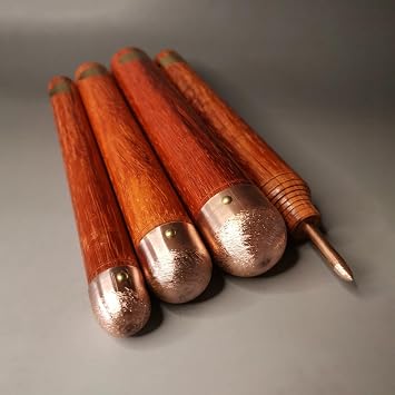 ARCVOX Obsidian Crafting Flint Knapping Toolkit, Walnut/Rosewood Stone Age Artisanal Tools, Flint Napping Tools for Pros and Beginners, 1 Pressure Flaker & 3 Copper Boppers(Red Rosewood)