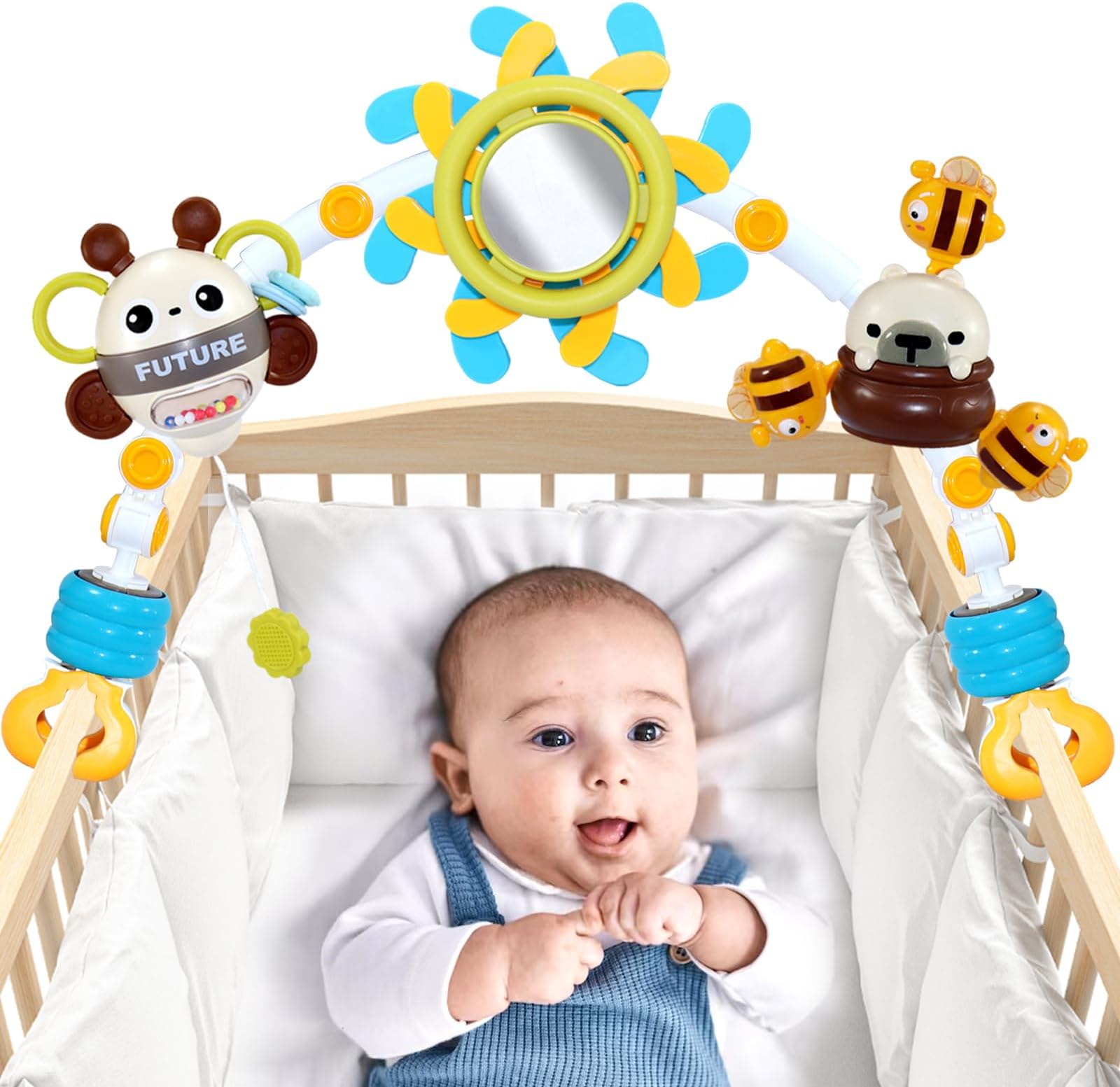 JAWOJOWA Crib Mobile Toys for Baby,Stroller Arch Toys for Baby，Mobile for