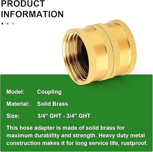 Miniatura 6 de TAISHER 2 paquetes de conectores de manguera GHT hembra de latón de 34 pulgadas, adaptador de manguera giratoria doble hembra, accesorios y