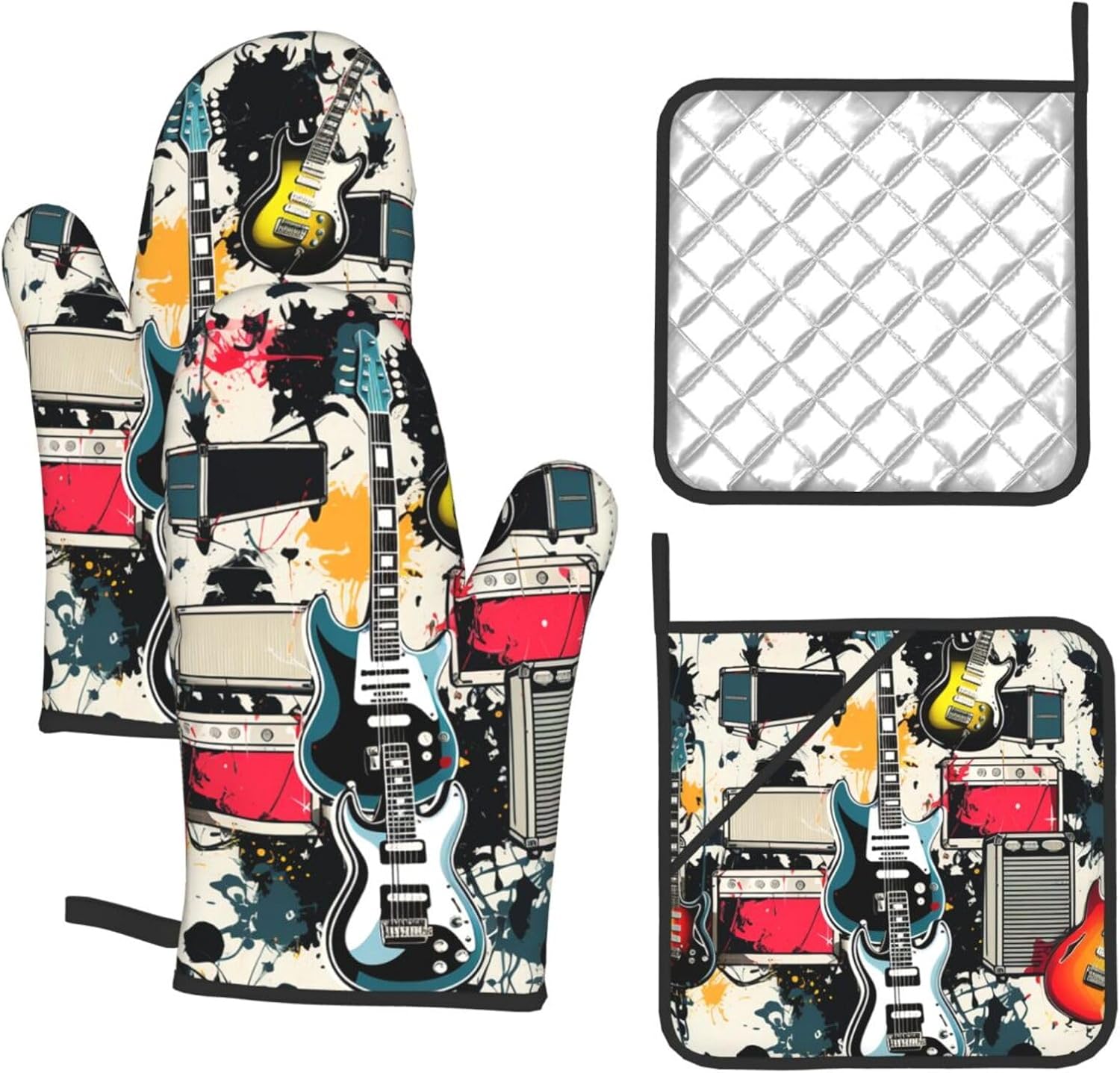 Heat Resistant Oven Mitts and Pot Holders Set of 4, Kitchen Baking Gifts