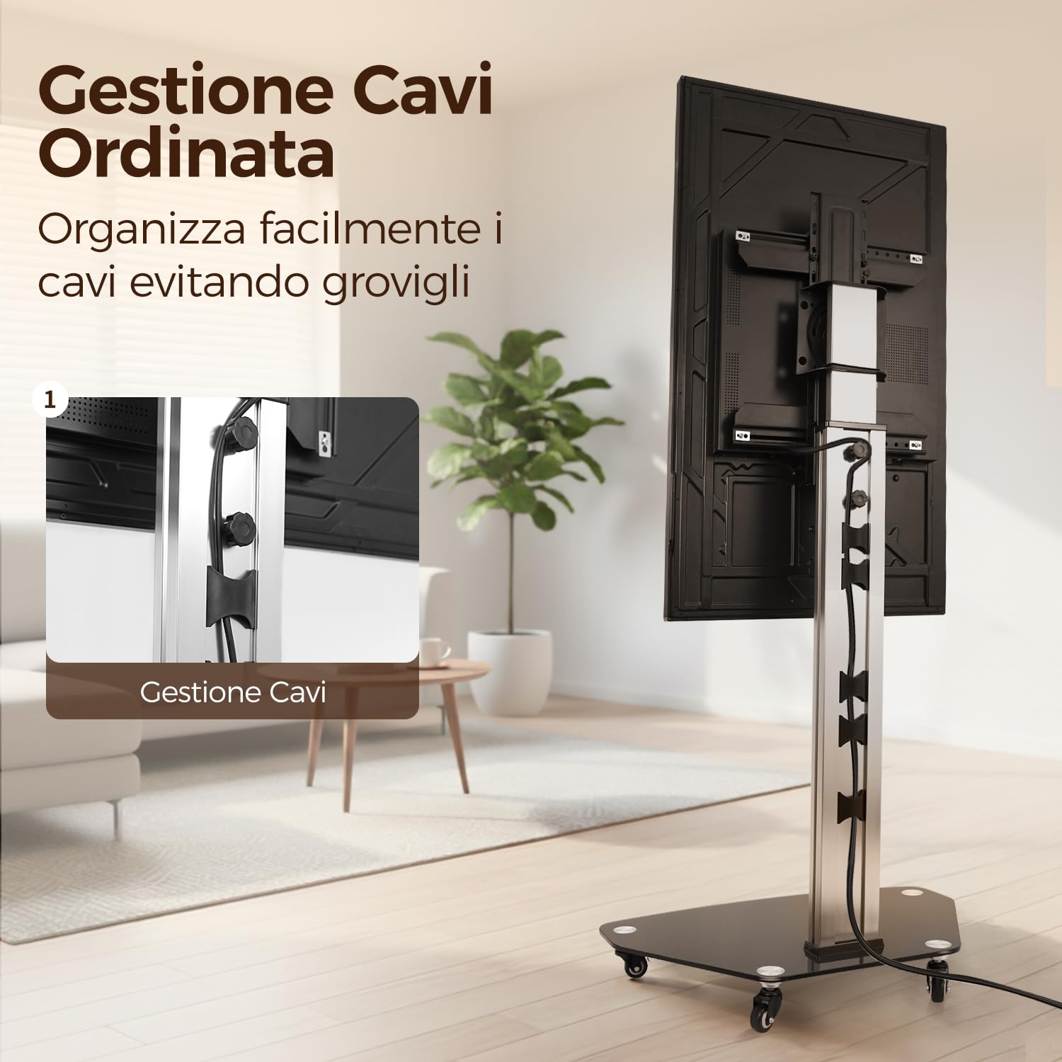 JAV Smart Board Stand per Lavagna Interattiva 32-55 pollici Girevole Supporto Mobile Regolabile in Altezza con 4 Ruote Bloccabili Design per Casa Ufficio Classe