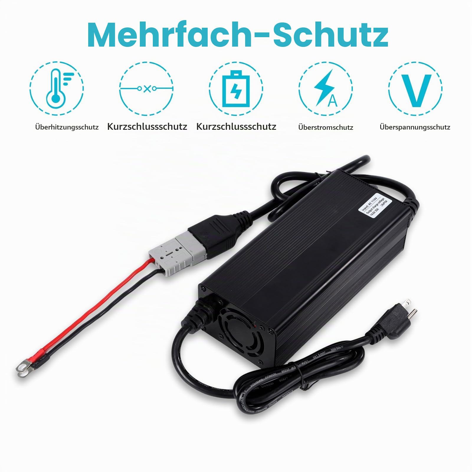 15 Amp Lithium-Batterie-Ladegerät 12V-88V verstellbares | LiFePO4 Lithium-Batterie-Ladegerät mit OLED-Display speziell für Elektromotorräder entwickelt Elektroroller Touring Cars