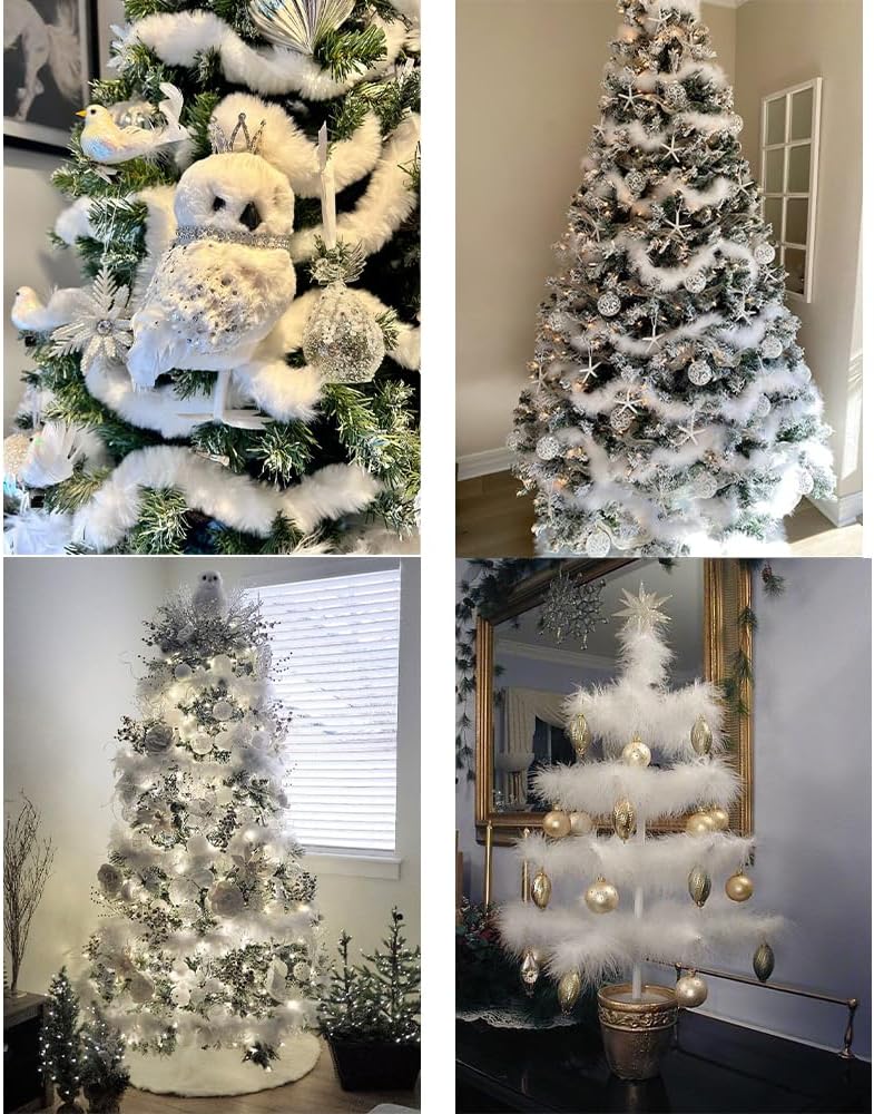 2m 20g Turkey Feather Boa Natural Marabou Plume Trim Fluffy Soft Dyed for Wedding Decor Scarf DIY Crafts Skirt Party (White) - Image 7