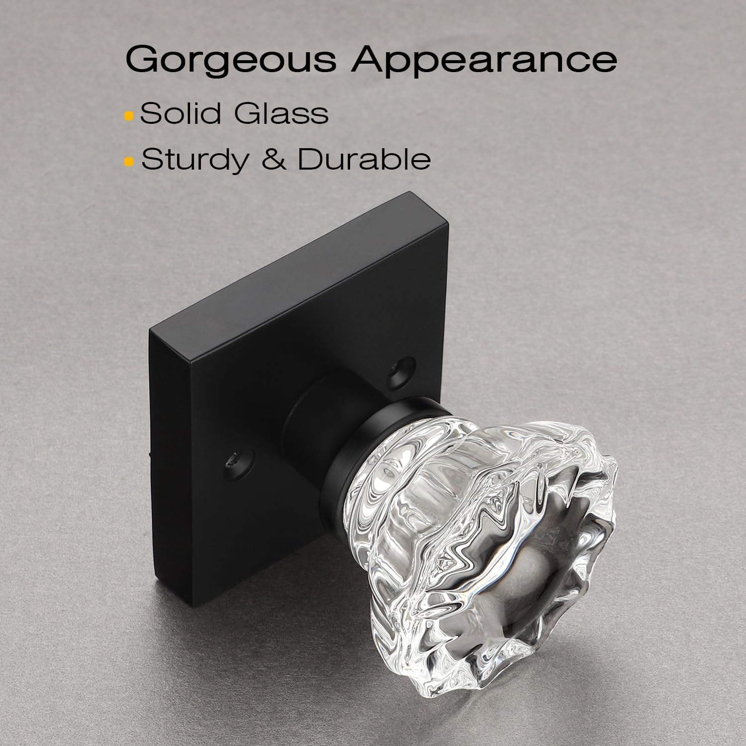 EHOMEWARE Front Door Handle and Deadbolt Set, Matte Black Exterior Door Lock Set, Front Door Lock with Single Deadbolt, Heavy Duty Crystal Entry Door Handle, Fits Both Left and Right Doors