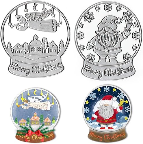 Miniatura 5 de Estivaux Marco de árboles de Navidad para hacer tarjetas, troqueles de corte de fondo de copo de nieve de Navidad, plantillas de árbol hueco de