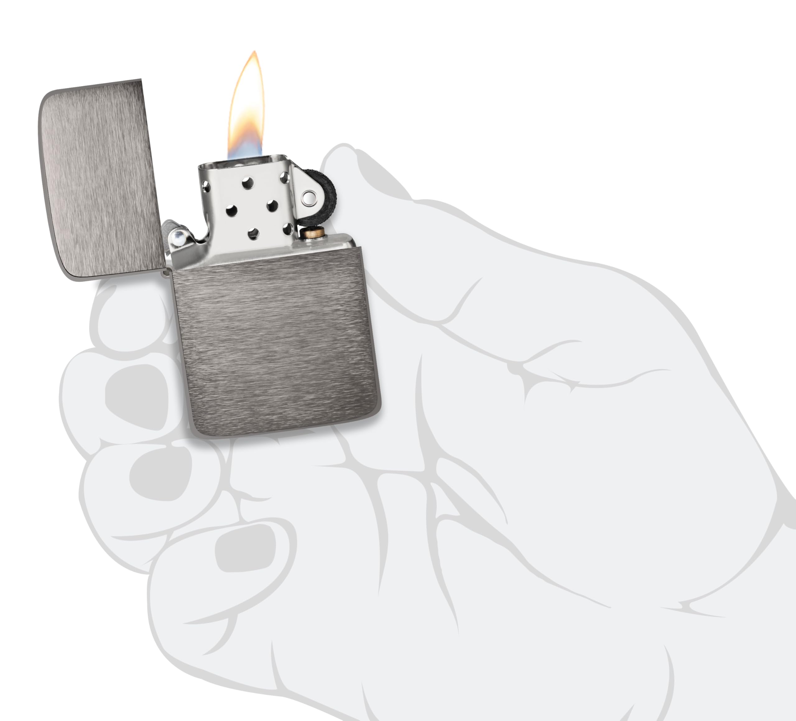 Zippo Zapalniczka Sztormowa, Replika Obudowy, Grafitowa, z 1941 R., z Bocznym Grawerunkiem Płomienia, z Możliwością Napełniania, Ponownego Użytku, Wyprodukowano w USA