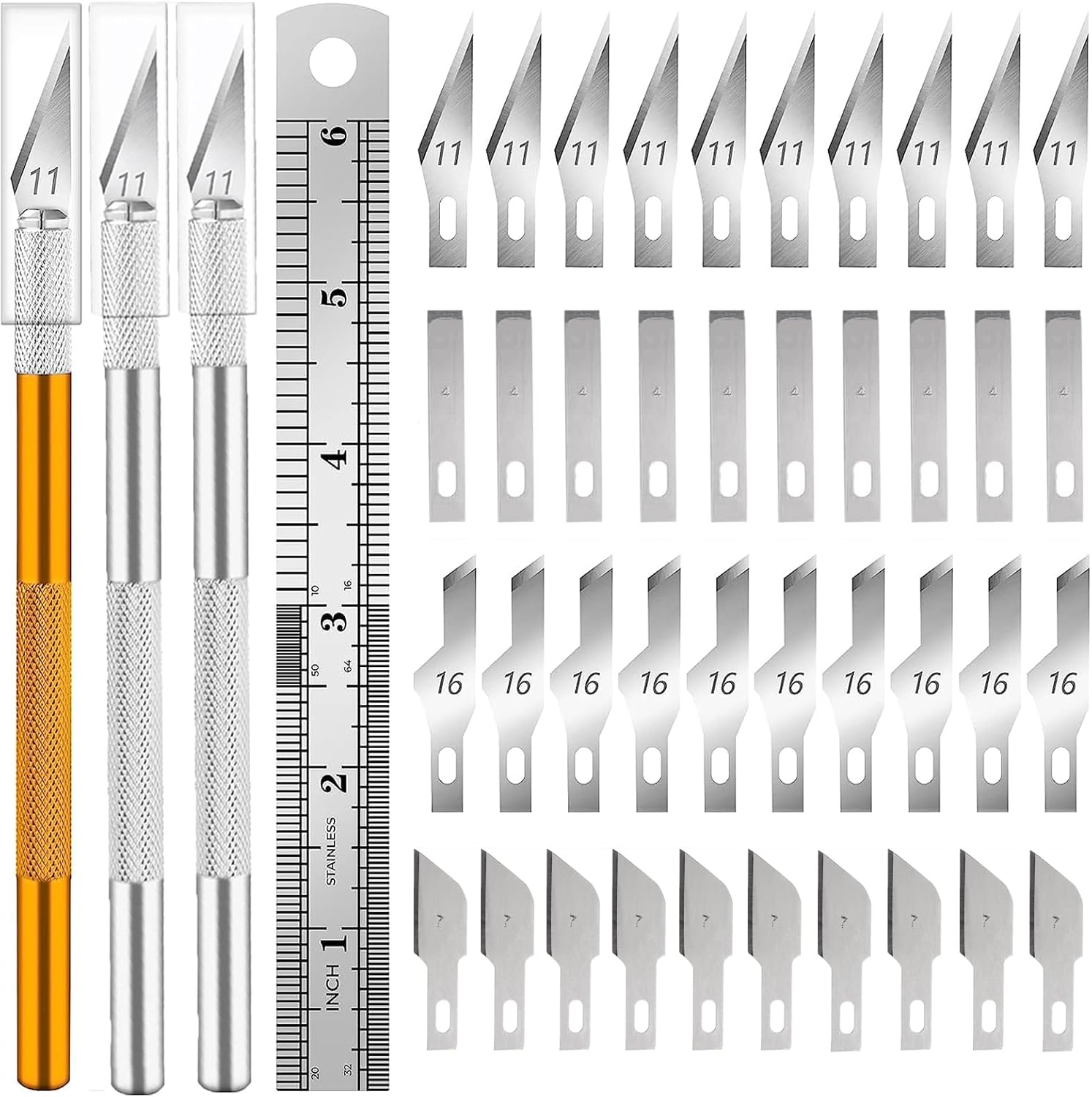 44pcs Exacto Knife,Craft Knife with 3 Handles + 40 Spare Replacement