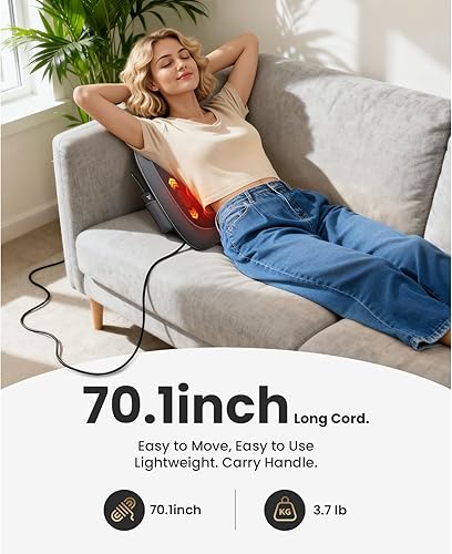 Miniatura 7 de BOB AND BRAD Masajeador de espalda con calor, EZBack Pro Masajeador eléctrico de espalda con cable y masaje con balanceo hacia arriba y hacia abajo