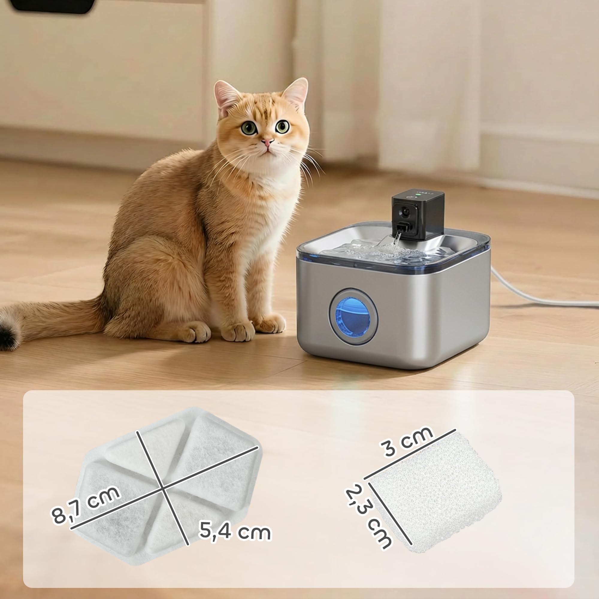 PawHut Juego de 16 filtros para fuente de gato, filtro de agua para gatos y perros, sistema de filtración triple con algodón PP, carbón activado y resina de intercambio iónico, color blanco