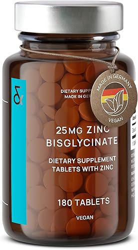CLAV® Bisglicinato de zinc 25 mg - 180 tabletas (suministro para 6 meses) - Suplemento de zinc quelado natural - Glicinato de zinc vegano para apoyo
