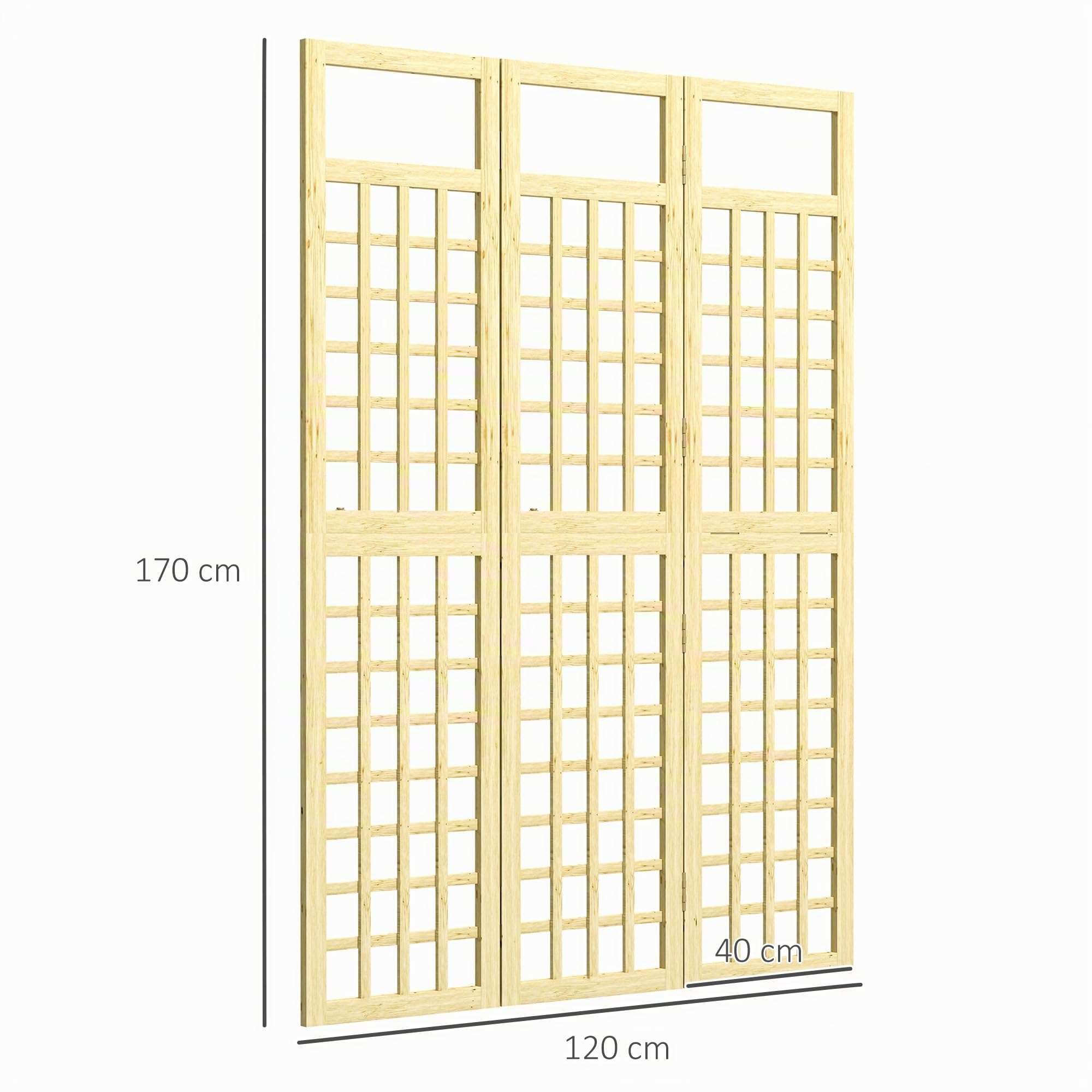 Outsunny Brise-Vue de Jardin 3 Panneaux, 120 x 170 cm, Bois Naturel