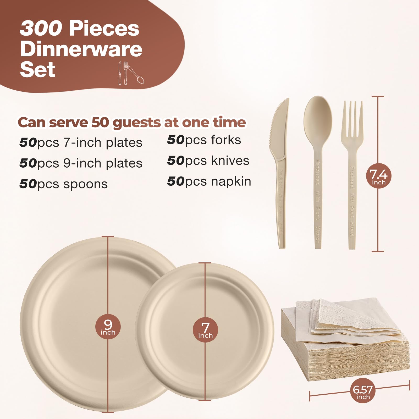 Biodegradable Paper Plates - 300pc Set -3
