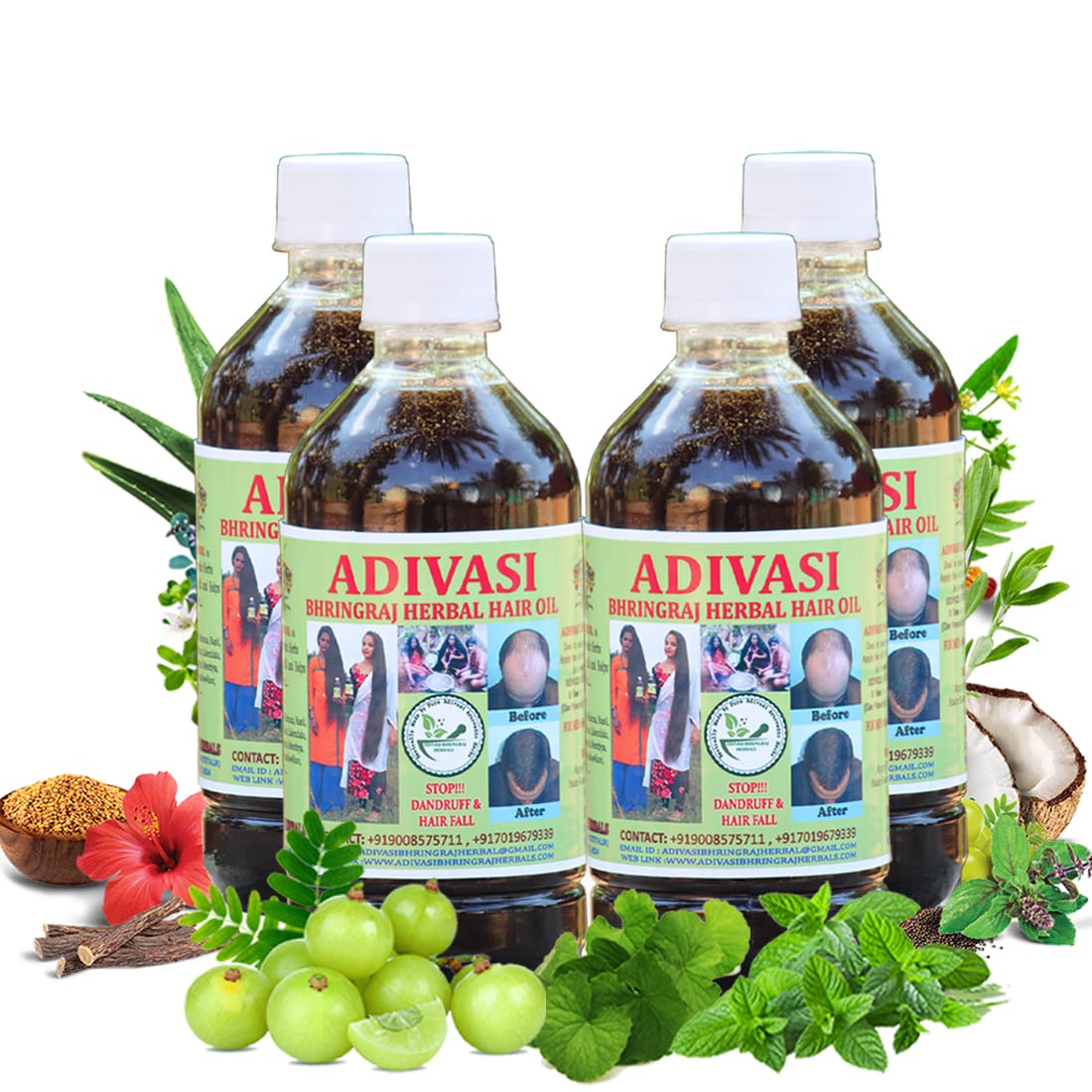 Adivasi Bhringraj Herbal Hair Oil Buy2 Get 2 Free (100% NATURAL)