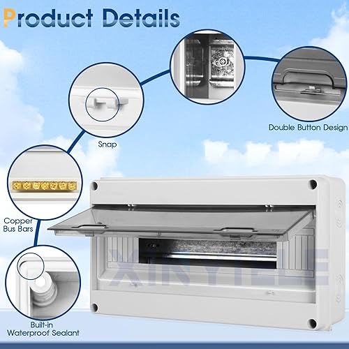 Miniatura 10 de Caja de protección de distribución impermeable, caja eléctrica de plástico ABS y cubierta transparente IP65, para disyuntor de pared interior y