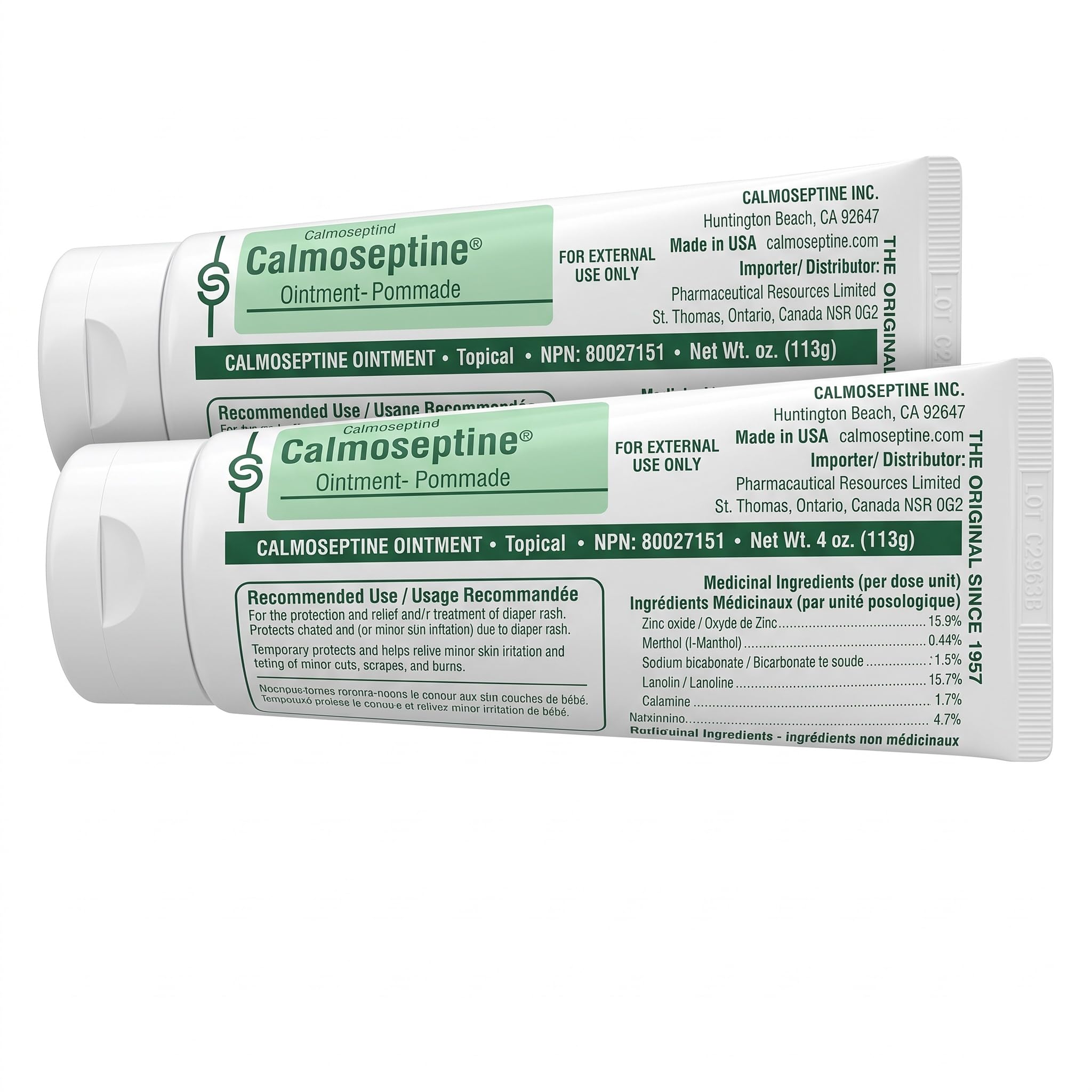 Calmoseptine Ointment for Skin irritations, Diaper Rash, Heat Rash, Insect Bites, and as a Moisture Barrier for Conditions Involving Broken Skin or rashes, 1 Count (Pack of 2)
