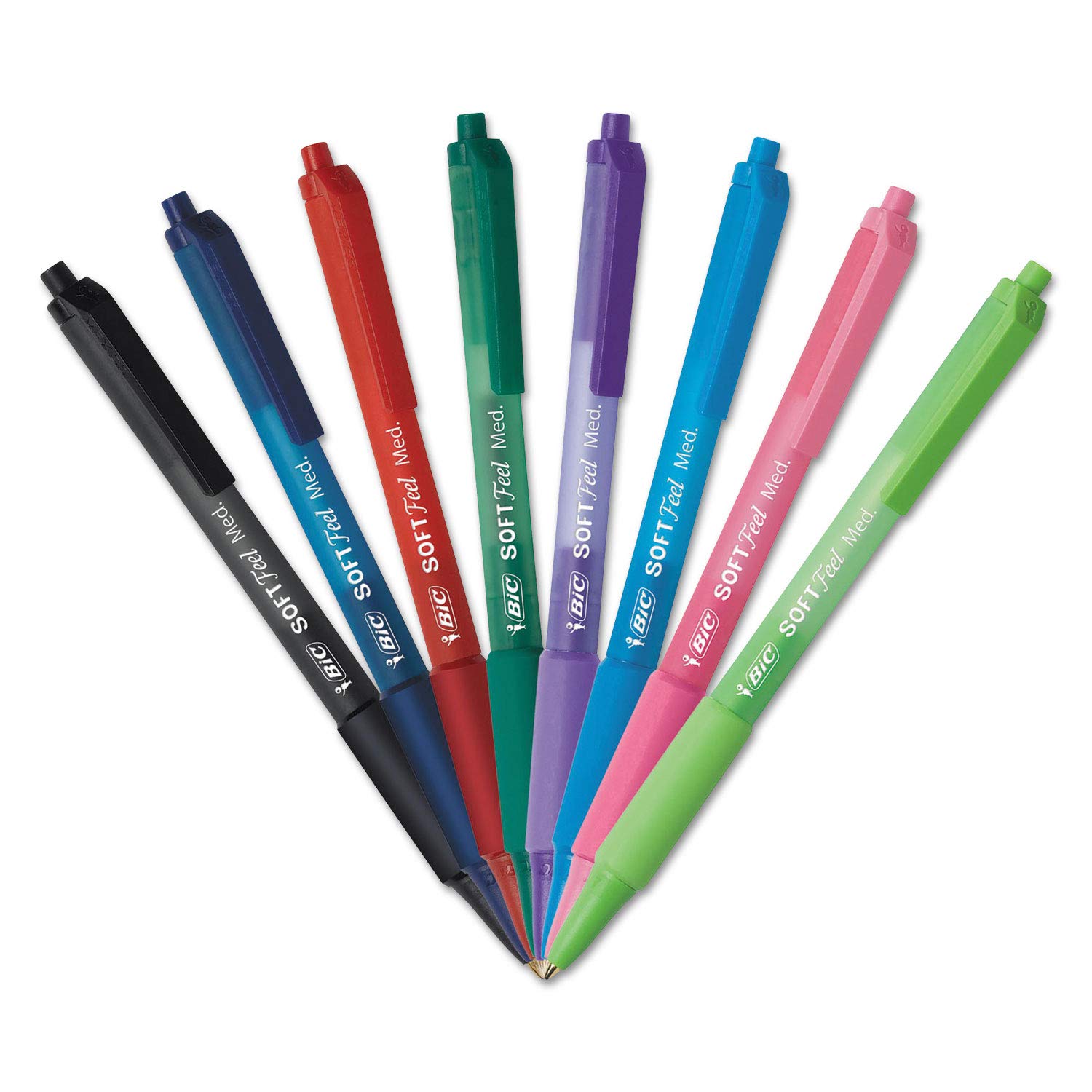 BIC Scsmap121ast Stylo à bille rétractable, toucher doux, moyen, 1 mm, encre/corps assorti, douzaine