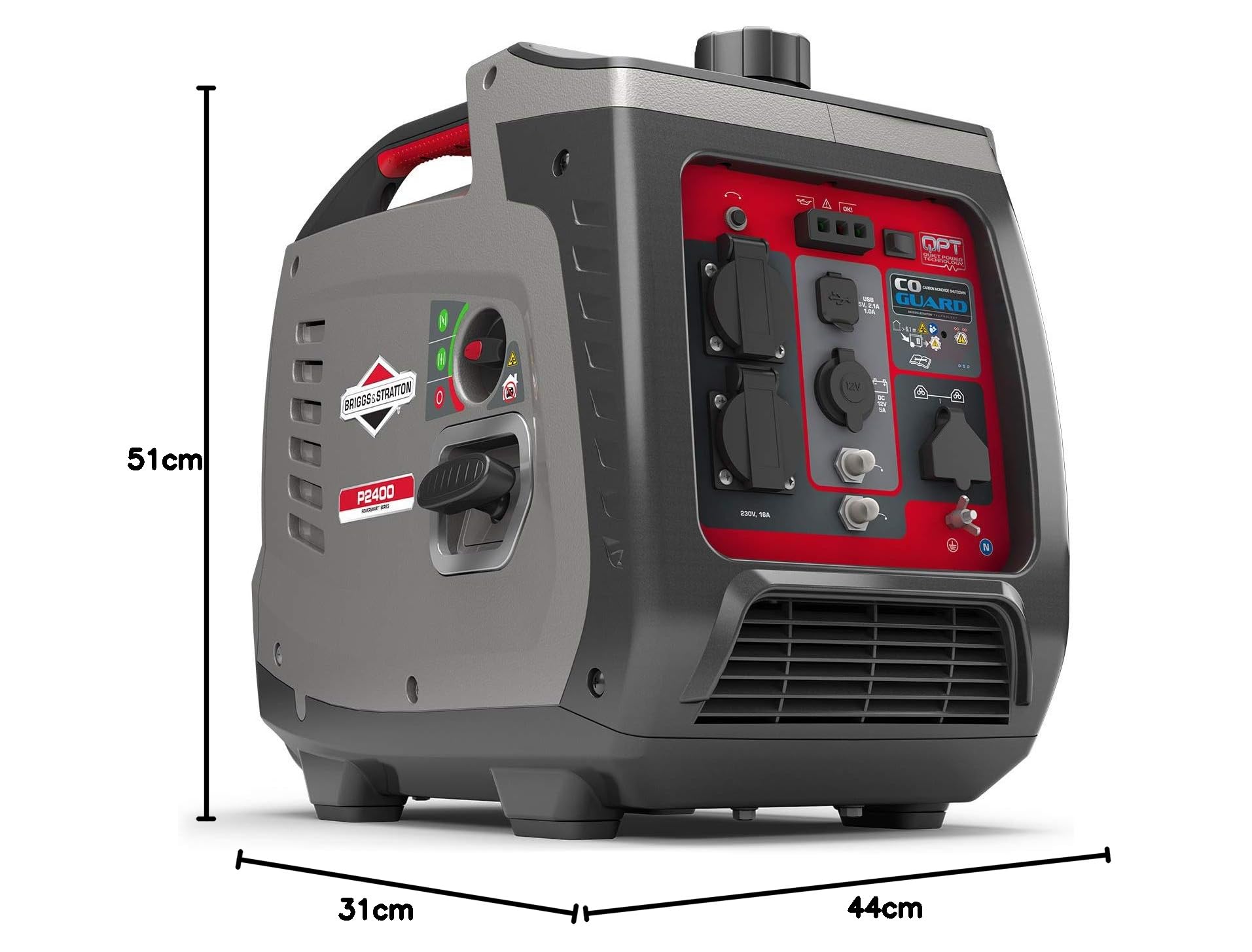 Briggs & Stratton Generador Portátil Inverter PowerSmart Series P2400, 2400 Watt/1800 Watt es Potencia Limpia, Ultra silencioso y Ligero, W