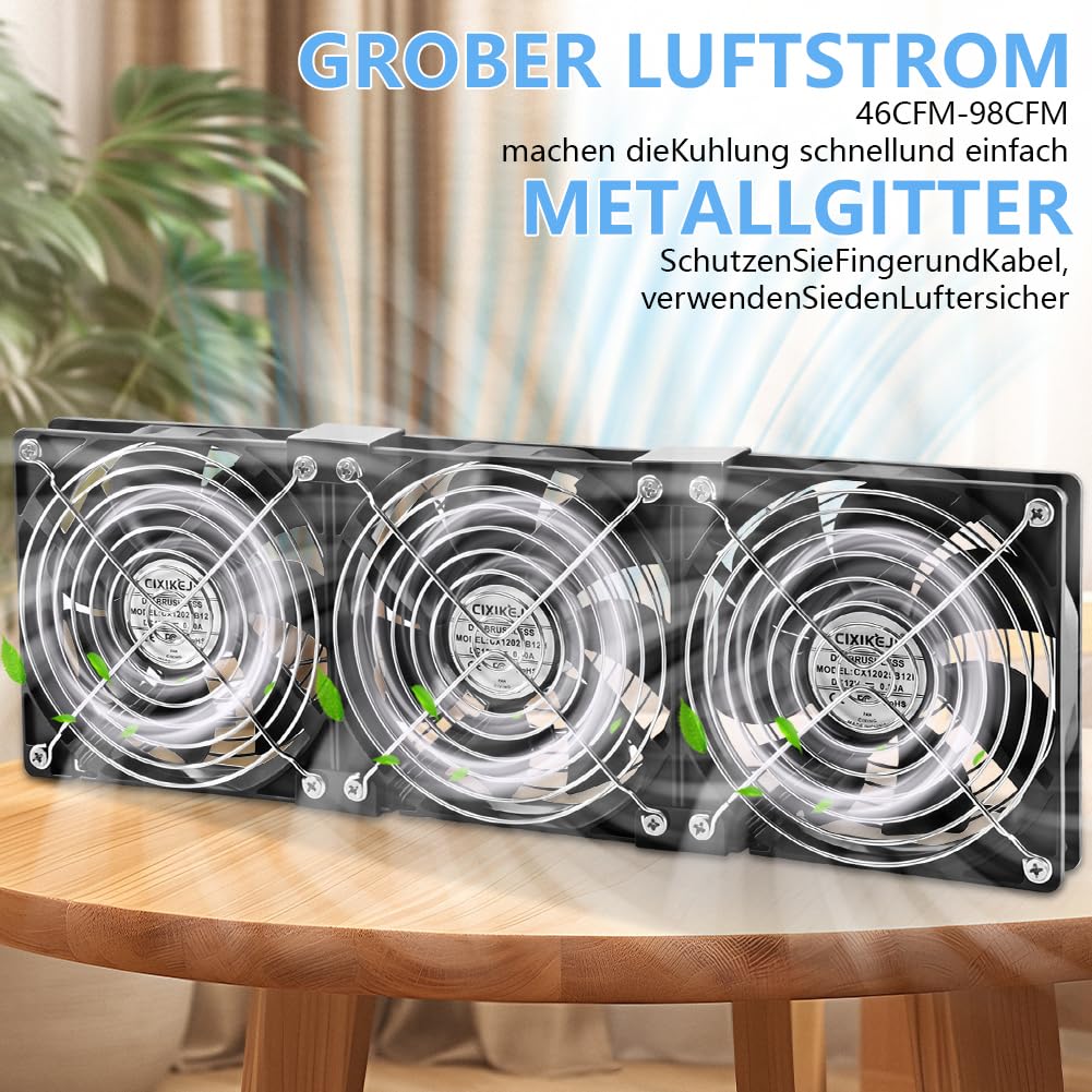 4 ventole da 120 mm per PC, 12 V, ventola per computer, con spina di alimentazione e regolatore di velocità continuo per PC, laptop, TV, router Chassis Cabinet Server