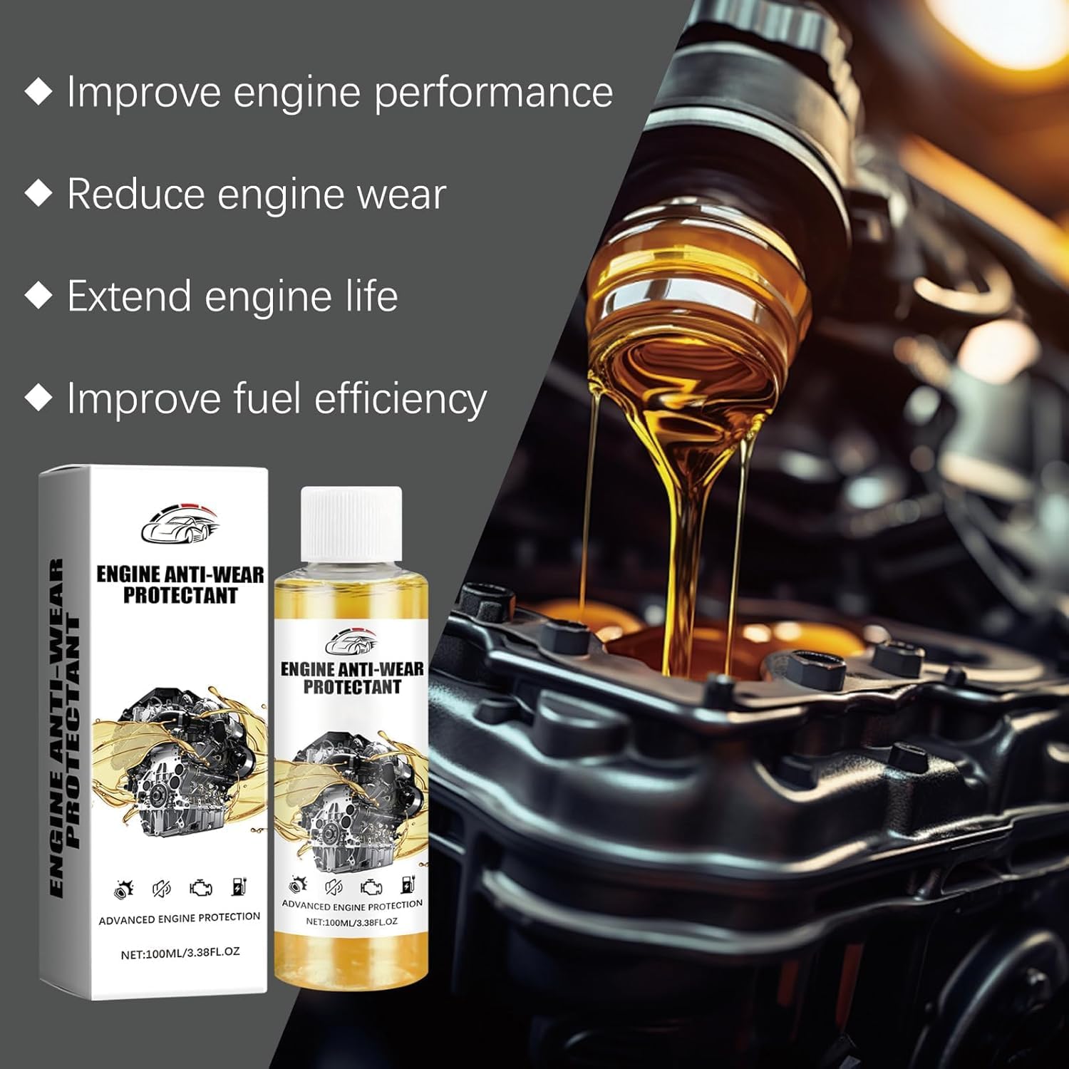 Anti-Wear Engine Treatment Oil Additive, Highly Effective Engine Anti-Wear Protectant, Transmission Fluid Additive for Car, Noise Reduction and Shaking Cure (5pcs)