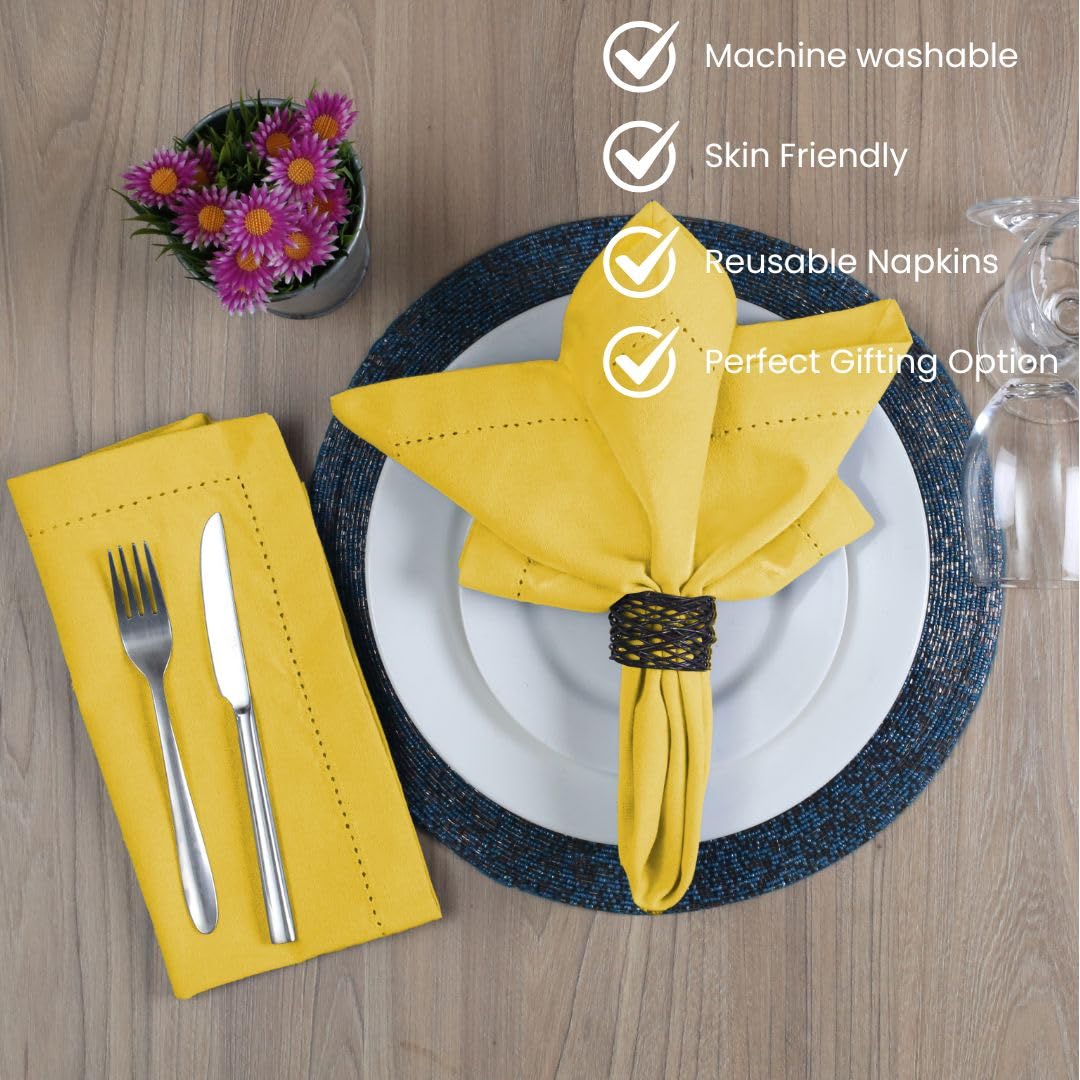 CottonCove Hemstitch Cloth Dinner Napkins Cotton Set of 12, Soft Durable Washable - Image 4