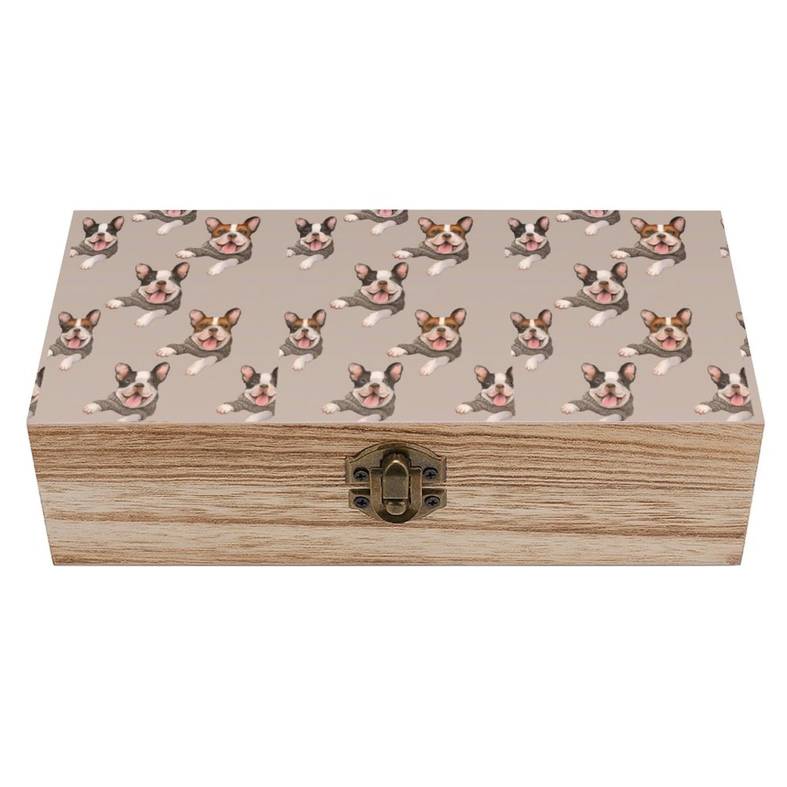 HLBSDM Cute Bulldog Wooden Storage Vintage Keepsake Decorative Boxs
