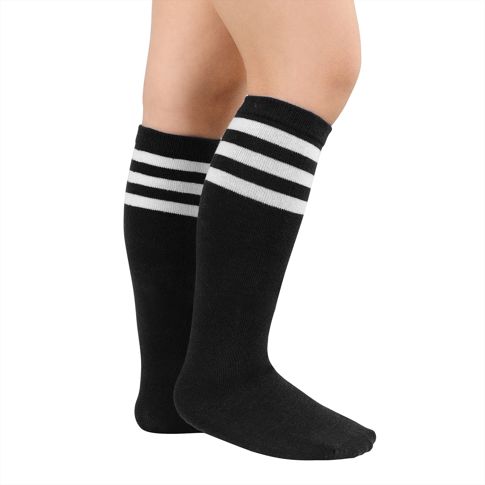 American Trends Calcetines de fútbol para niños y jóvenes, béisbol, jóvenes, fútbol, sóftbol, niñas, calcetines altos hasta la rodilla, 6 pares