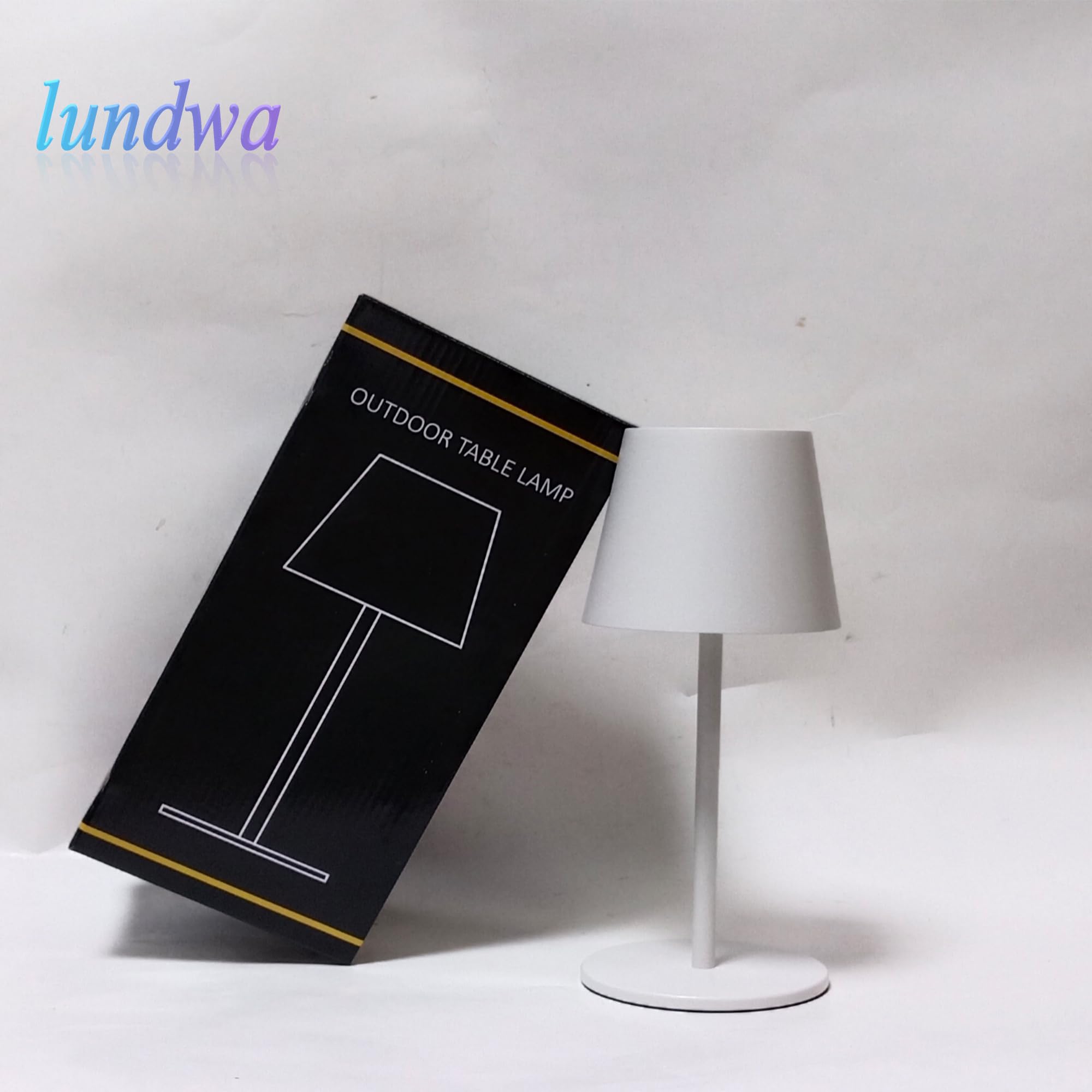 2 pezzi lampade da tavolo LED a batteria dimmerabile, 26cm, lampada da campeggio 5000mAh, batteria ricaricabile, 3W 3000K, lampada da tavolo da esterno IP54 per camera da letto (Bianco)