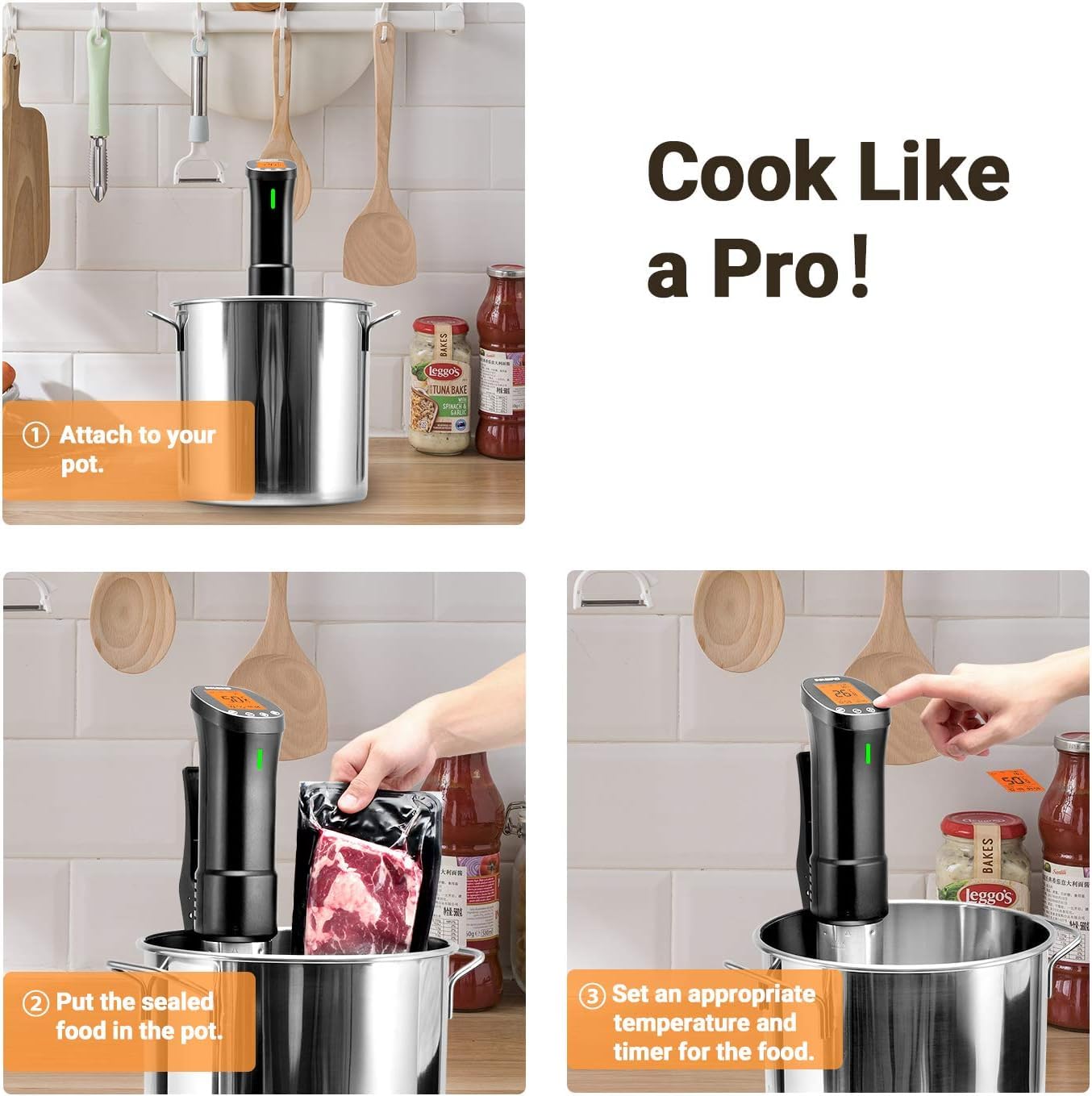 INKBIRD ISV-200W Thermoplongeur Chauffe eau + Boîte de Rangement | Set de WiFi Cuisson Sous Vide avec Étuis en Rigide et PVC pour le Voyage et le Stockage