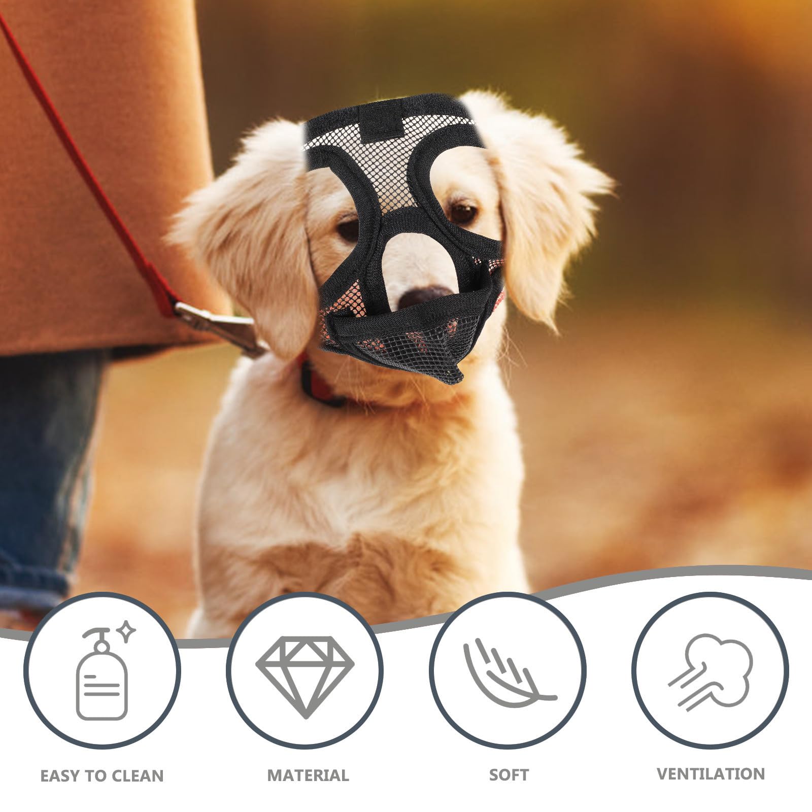 Sosoport 5pièces Muselière Respirante pour Chiens Ajustable Et Confortable Idéale pour Empêcher Les Aboiements Morsures Accessoire pour Et Autres Races à Museau Court