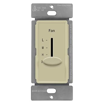 ENERLITES 3-Speed Ceiling Fan Control Switch, Single Pole, Ivory, 1 Pack