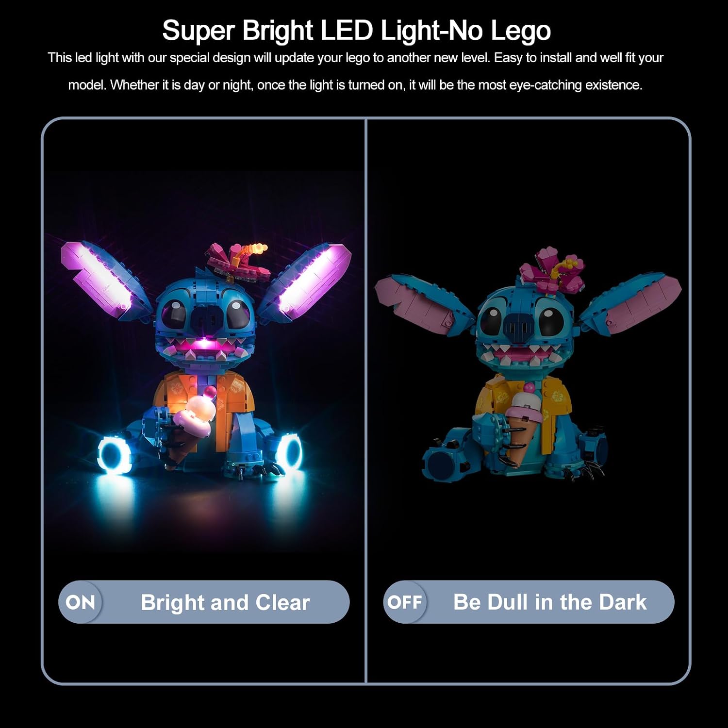 BrickBling LED Light Compatible with Lego Stitch, Décor Lighting Kit Compatible with Lego 43249-No Model Included