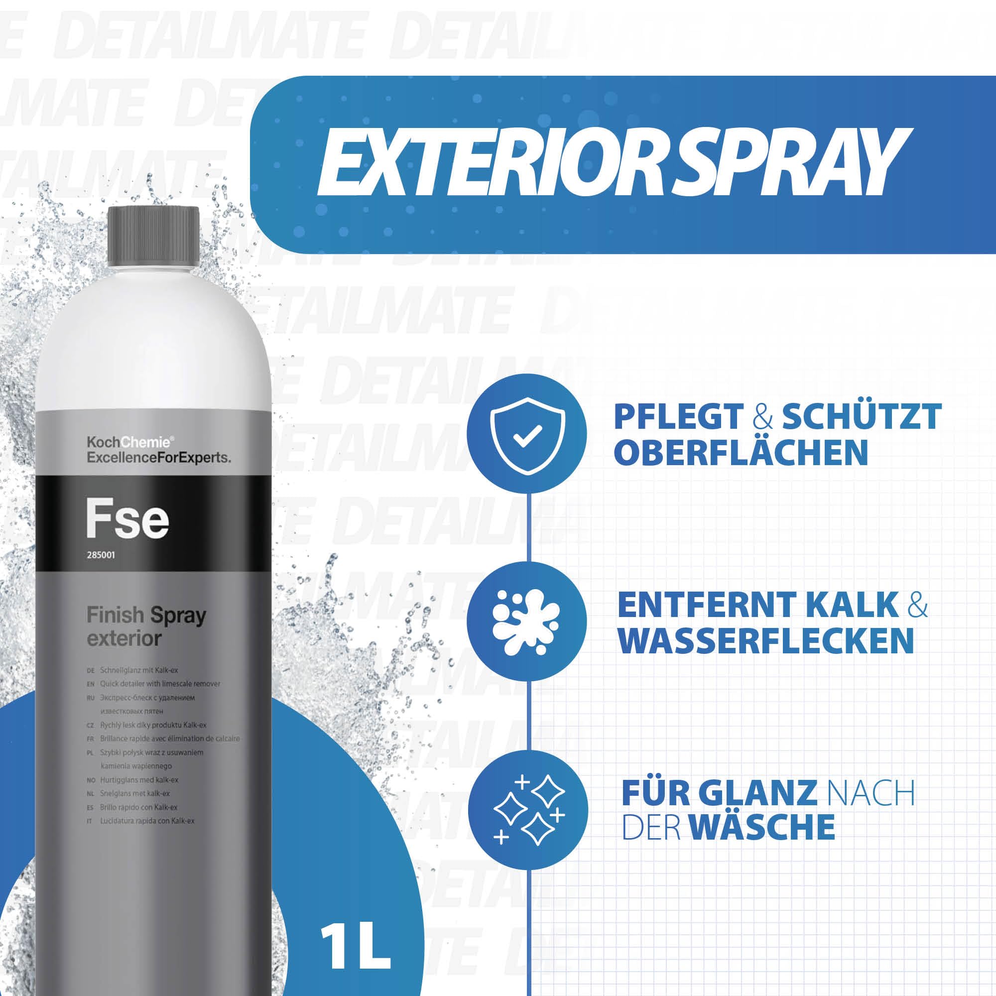 detailmate Lot de 1 spray de finition chimique de Koch 1 l, Quick Detailer + tête de pulvérisation Nuke Guys Made by Canyon 260 mm (+ Finish Towel)
