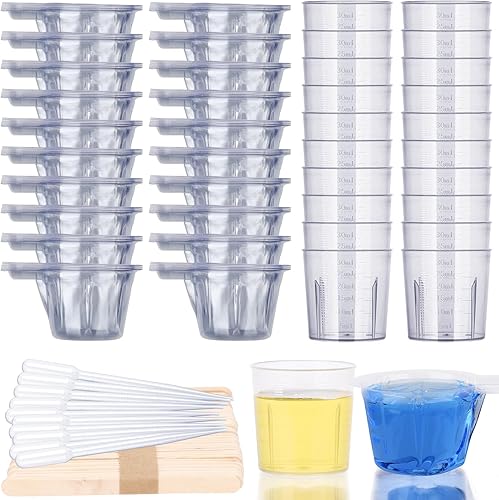 Gartful Kit de 280 tazas de mezcla de resina para principiantes, 20 paquetes de vasos graduados de plástico de 1.0 fl oz, 200 vasos medidores