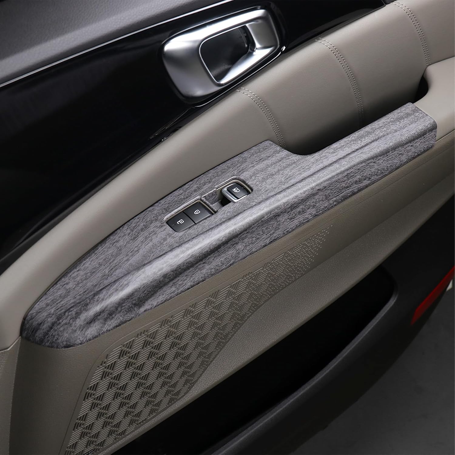 4Pcs Car Interior Window Switch Panel Cover Side Door Glass Lock Control Button Cover Compatible with KIA Carnival 2022-2026 Accessories (Wood Grain)