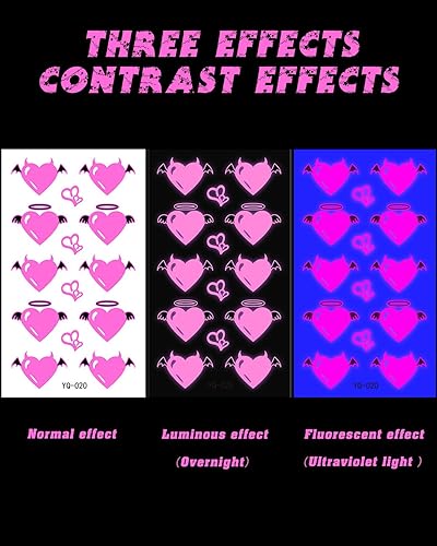 Miniatura 3 de Casciybo 202 tatuajes temporales para el día de San Valentín para niñas y mujeres, labios luminosos que brillan en la oscuridad, decoraciones de