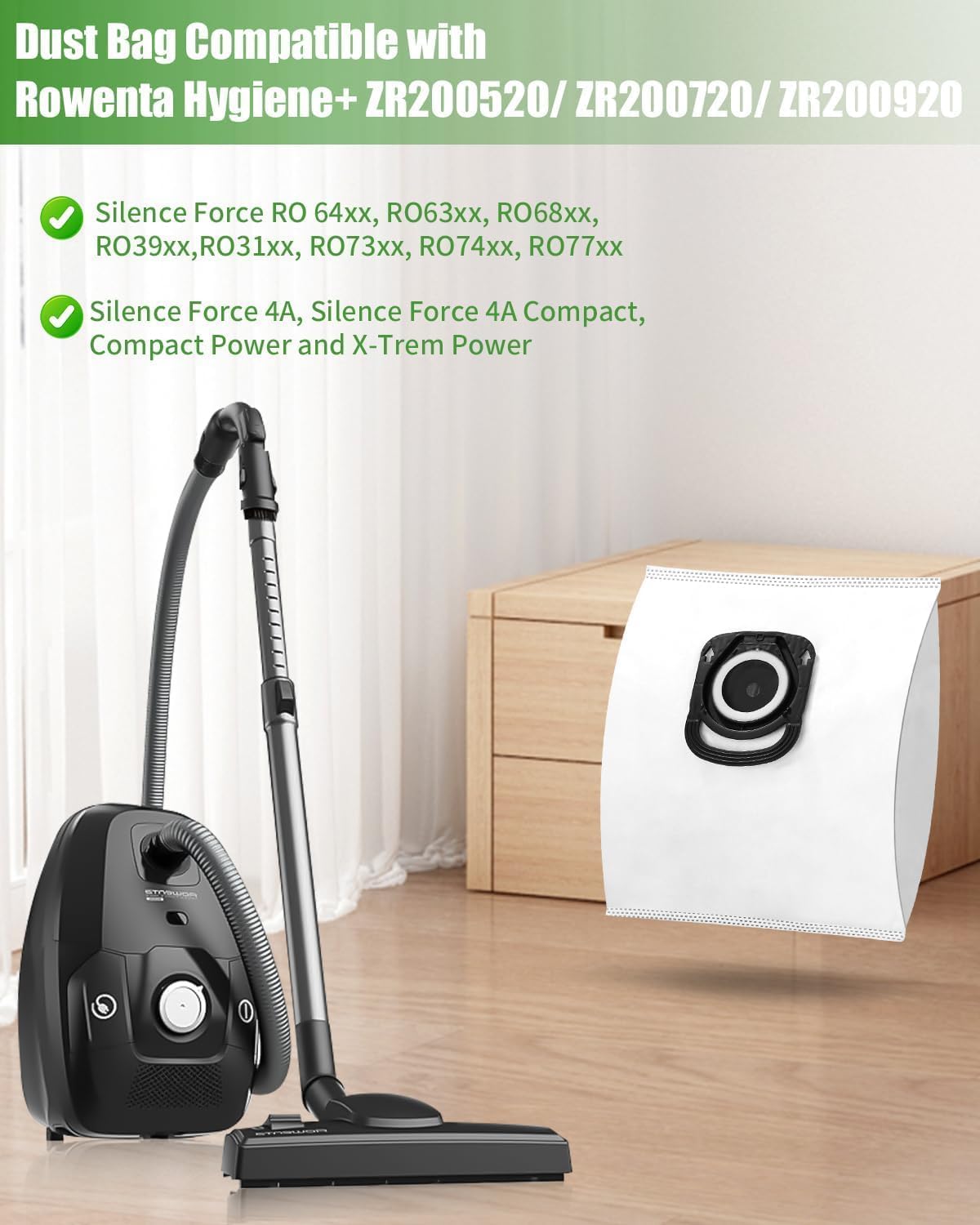 10 Remplacement Sac pour Aspirateur Rowenta Silence Force Hygiène
