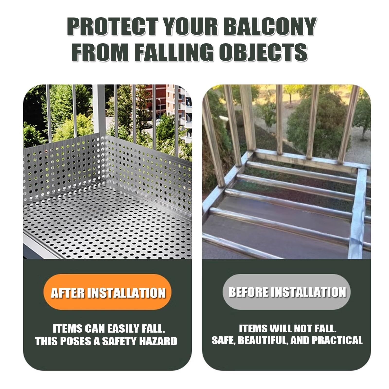 Tôle perforée déployée en acier inoxydable 304, treillis métallique à monter soi-même, tôle perforée for la protection décorative des balustrades de balcon(W20*L400cm/W7.87*L157.4in)