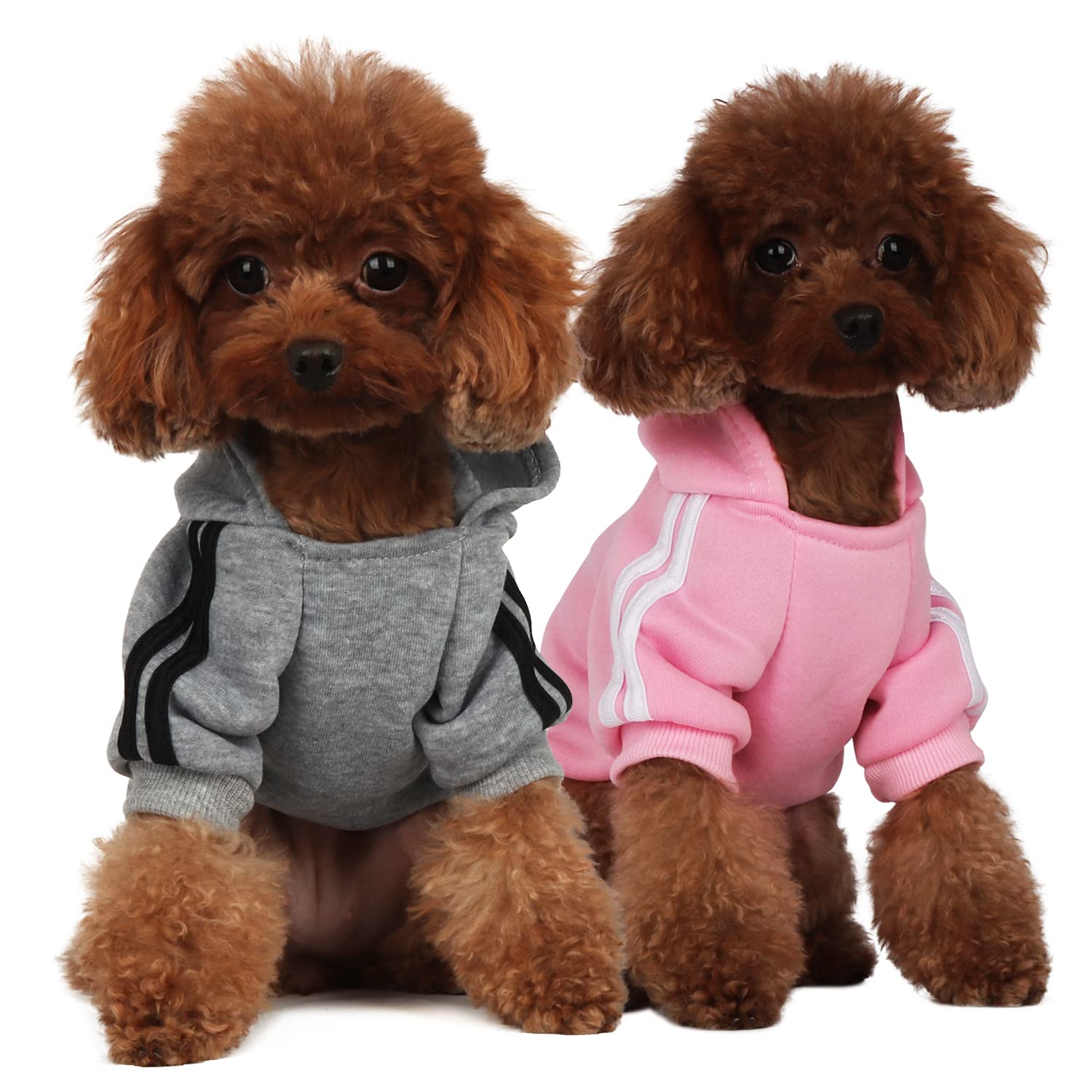 PenghaiYunfei Ropa Perro,Cálido Sudadera con Capucha para Perros Algodón Suéter Chaqueta Abrigo Costume Pullover para Mascota Pequeño Perro Gato (Gris/Rosa, X-Small)